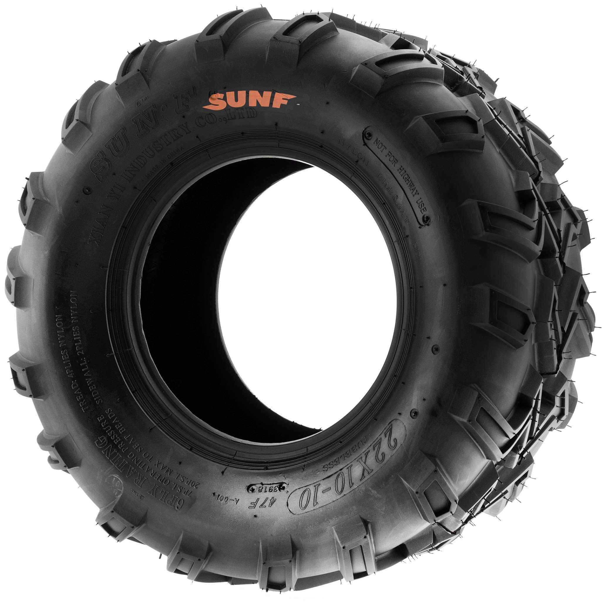 SunF A001 22x10-10 22x10x10 Quad ATV UTV pneumatici fuoristrada 6PR TL 47F E4 Mark, set di 2 pezzi