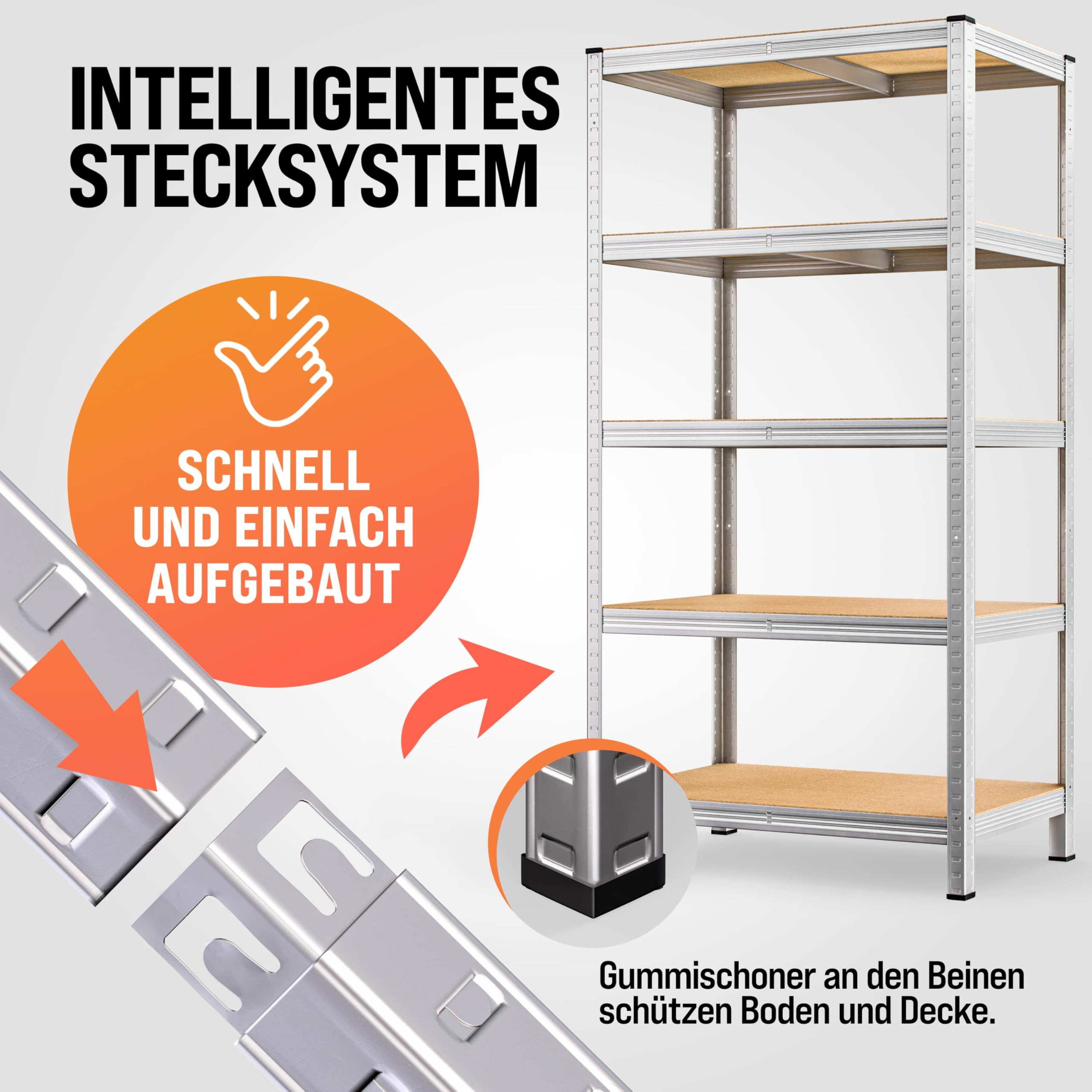Monzana® 2X Schwerlastregal XL 180x90x60cm 1750kg 5 MDF-Platten Regal Lagerregal Kellerregal Steckregal Werkstattregal