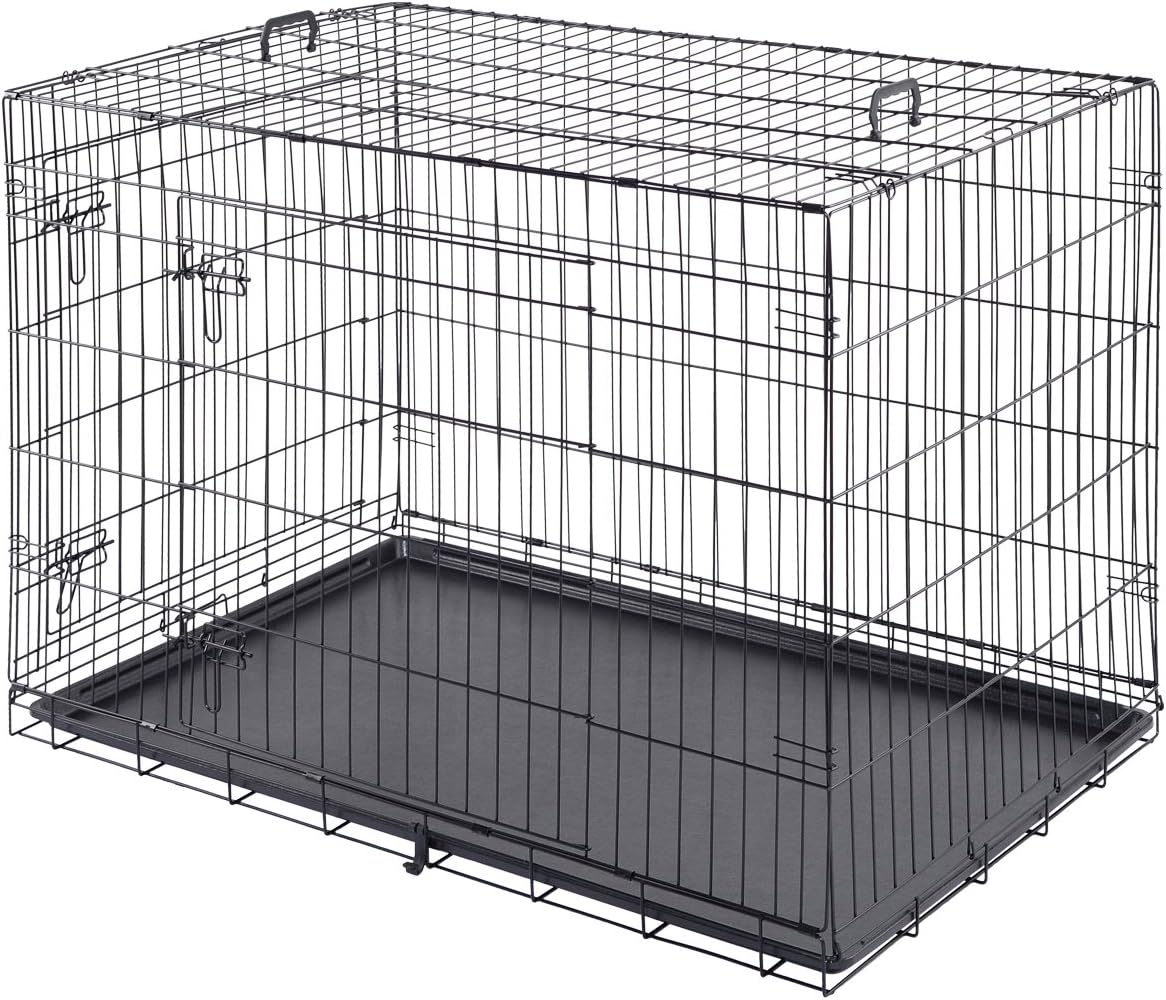 Giantex 48" 2 Doors Wire Folding Pet Crate Dog Cat Cage Suitcase Kennel Playpen w/Tray (48")