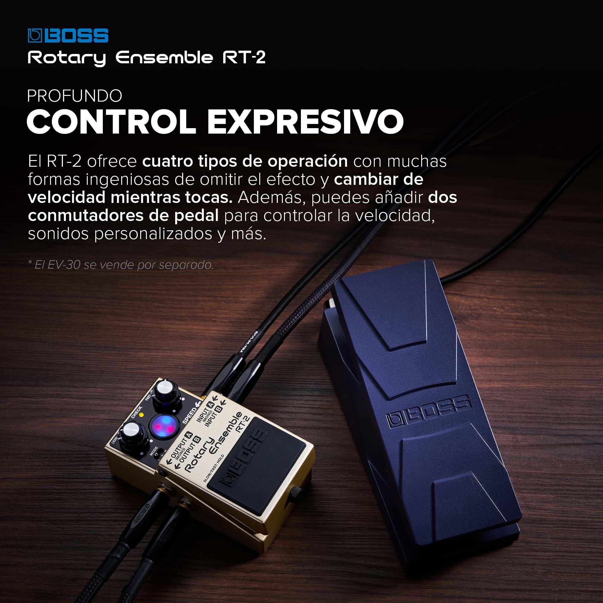 BOSS RT-2 | Pedal Rotary Ensemble compacto | Auténticos sonidos de altavoz giratorio | A medida para guitarristas y teclistas | 3 modos versátiles | Varios FX de modulación en uno