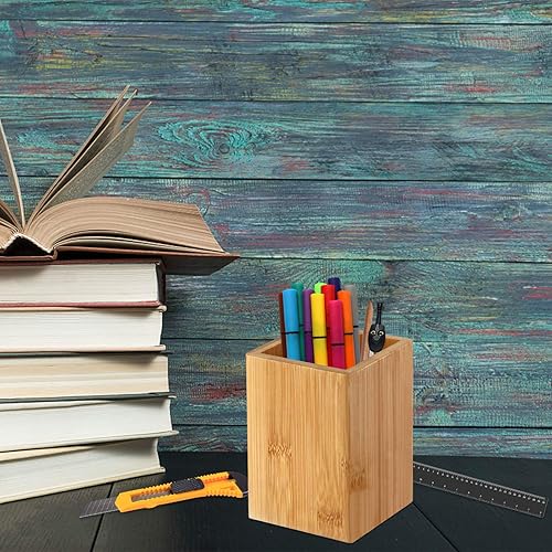 Miniatura 2 de Soporte para bolígrafos, paquete de 2 soportes de madera de bambú para lápices, multiusos, accesorios de escritorio, organizador de escritorio,