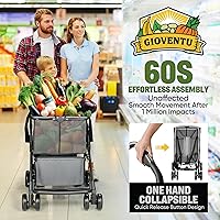 Vista 4 de Carrito de compras plegable con ruedas, carritos de comestibles multiusos de 80 libras con ruedas de 360° y bolsa extraíble, carritos de compras