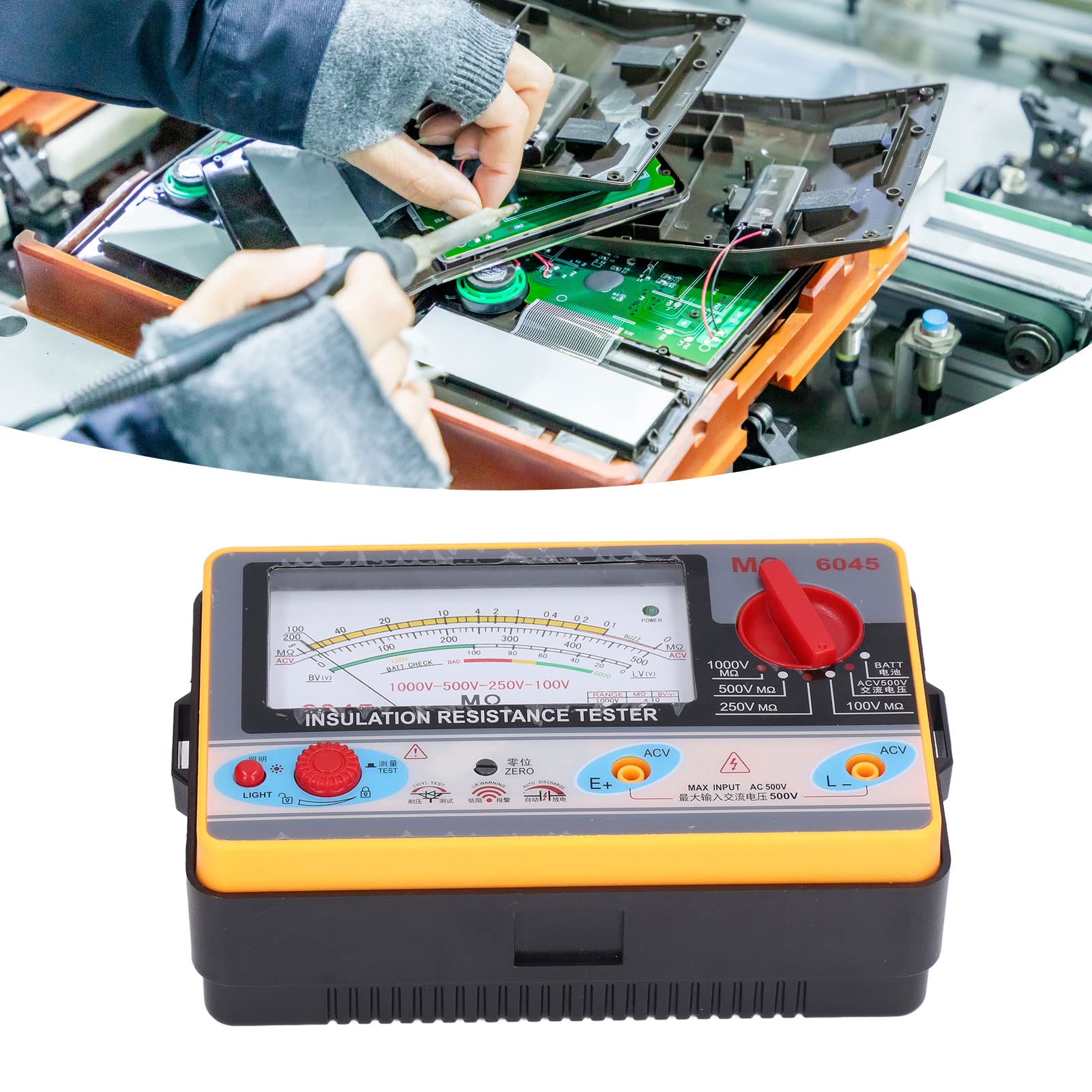 TY6045 Kit Tester di Resistenza di Isolamento 5MΩ‑2000MΩ Strumento di Test Elettrico Portatile Ad Alta Precisione Megaohmmetro 500mAh 1000V