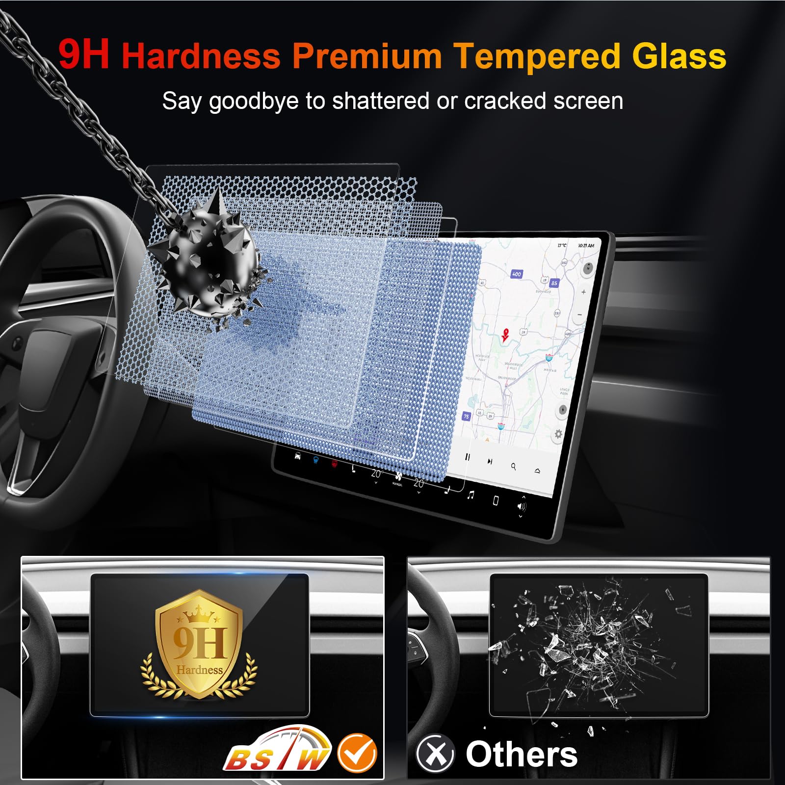 Compatibile con Tesla Model 3 Highland 2024 2025 2026 E Model Y Juniper 2025 15,4 Pollici Central TouchScreen Schermo Pellicola in Vetro Temperato, 9H Antigraffio Anti Impronta