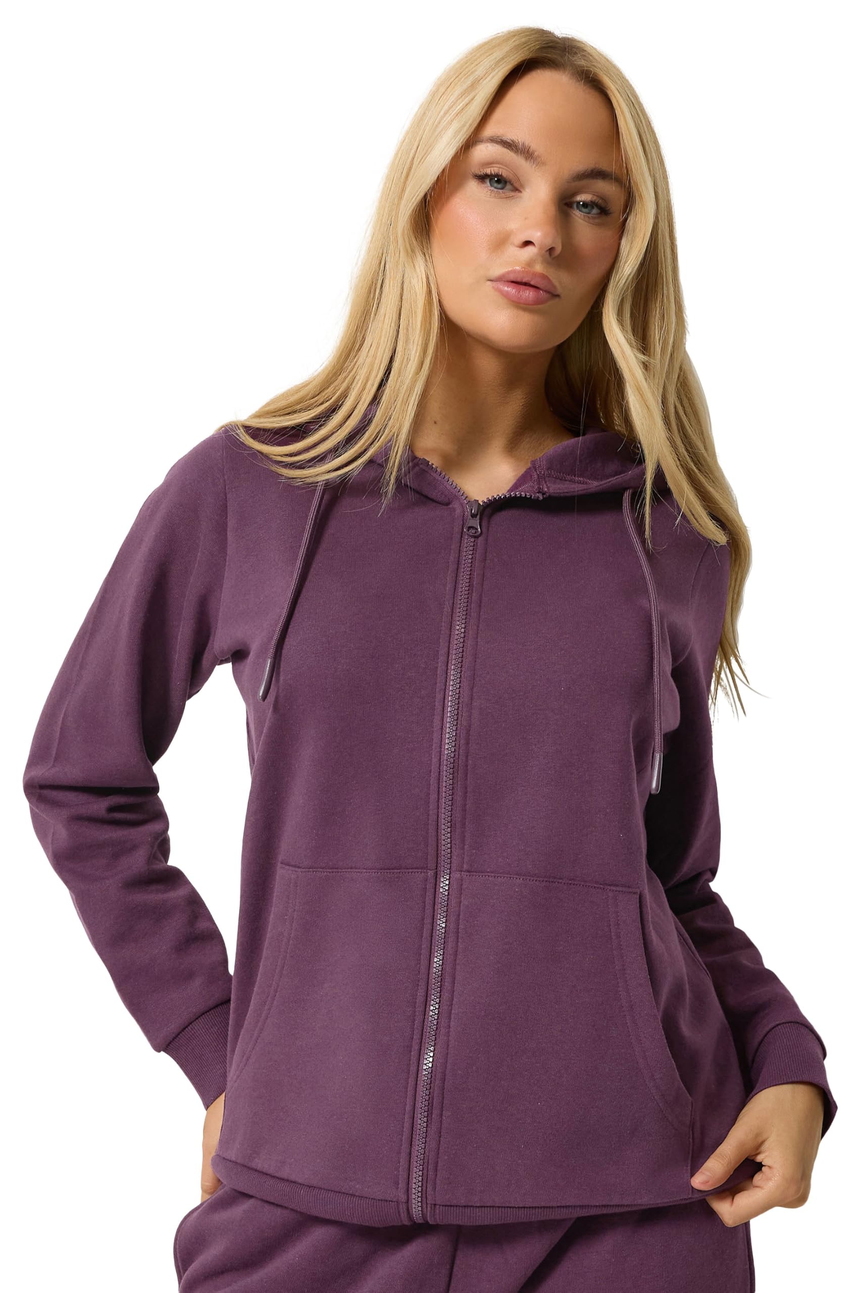 M&Co Women's Plum Essential Zip Through Hoodie In Size 20