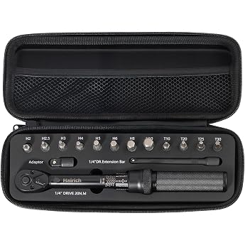Hairich Torque Wrench Bicycle 1/4 Inch 15-Piece Set with Hex Socket and Torx Bits 2-20 Nm Measuring Range Includes Extension Rod Torque Wrench for Bicycle