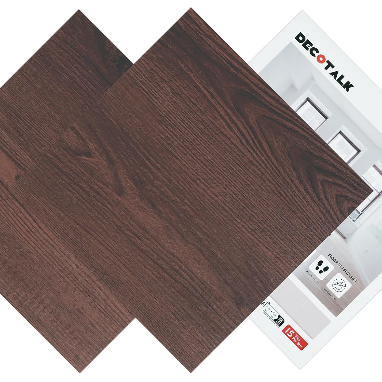 Decotalk Peel and Stick Floor Tile Waterproof 30 PCS Wood Flooring Tiles Cheery Woods Vinyl Tile Vinyl Floor Tiles 12"x12", Self Adhesive Flooring Wood Planks for Kitchen, Bathroom