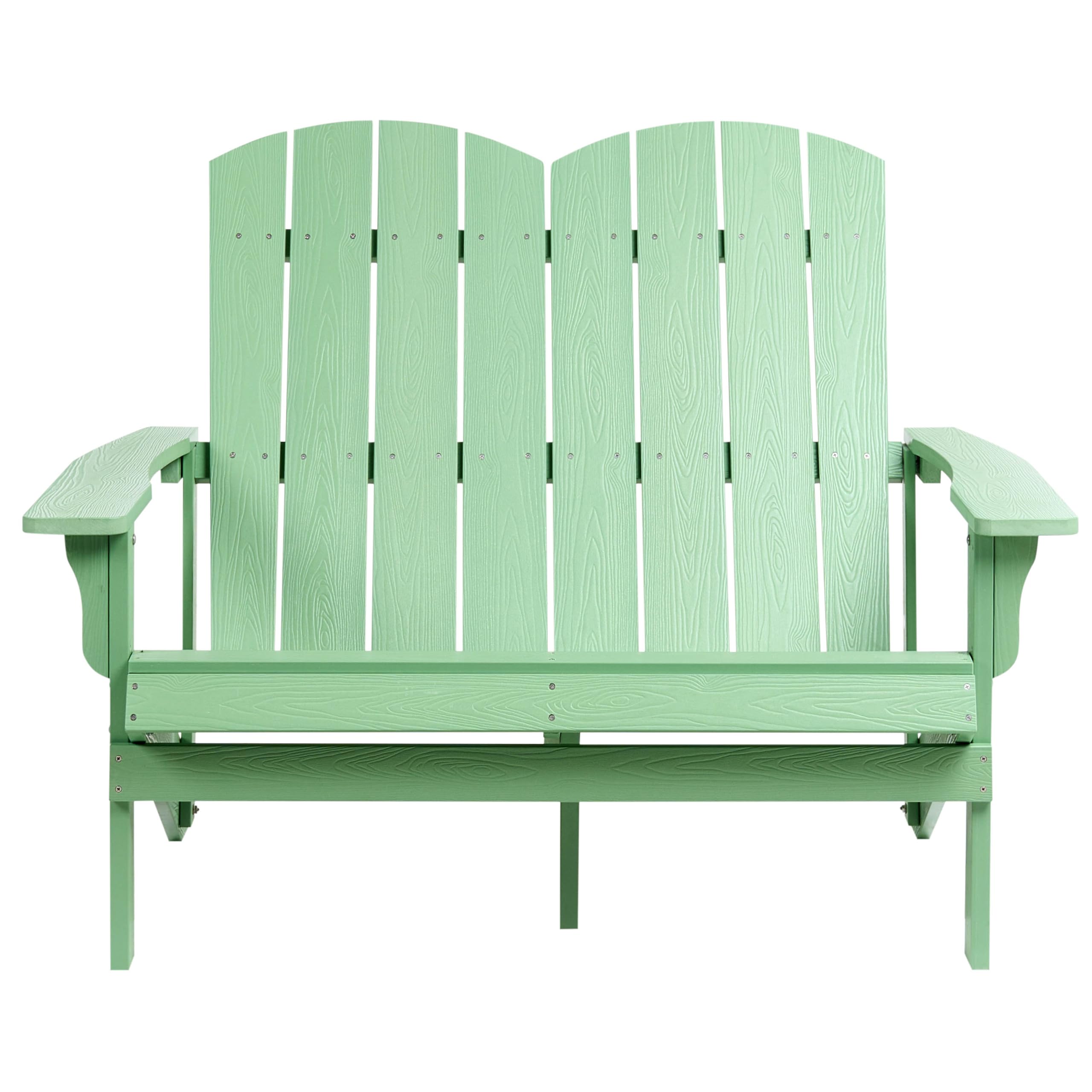 Beliani Panca da giardino 2 posti Loveseat Plastica Legno Mobili da giardino Tradizionale Verde Chiaro