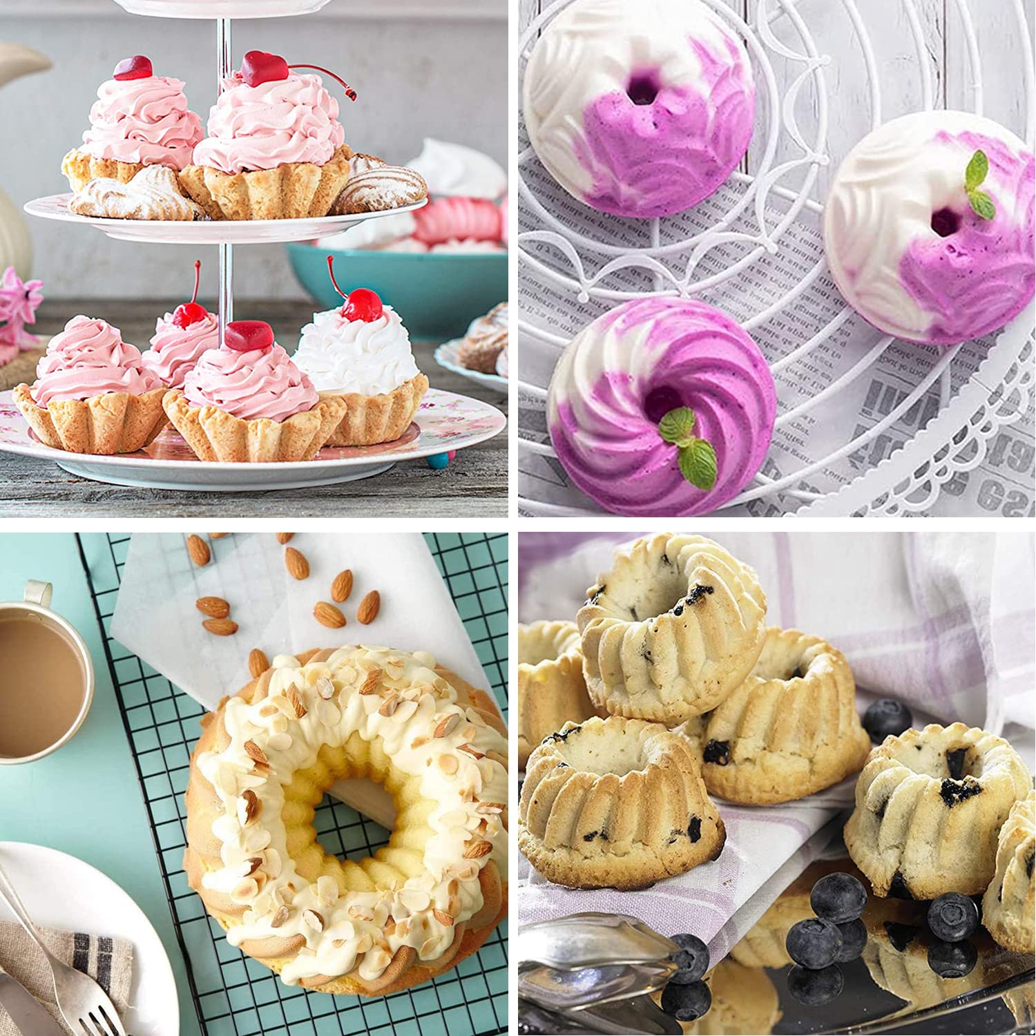 Moules à Kouglof en Silicone,RONGYI 12 PCS Moule en Forme de Citrouille en Silicone Polyvalent, Portable et Réutilisable Mini Moules à Kouglof pour Muffins, Beignets, Chocolat, Biscuits, Gelée, Pain