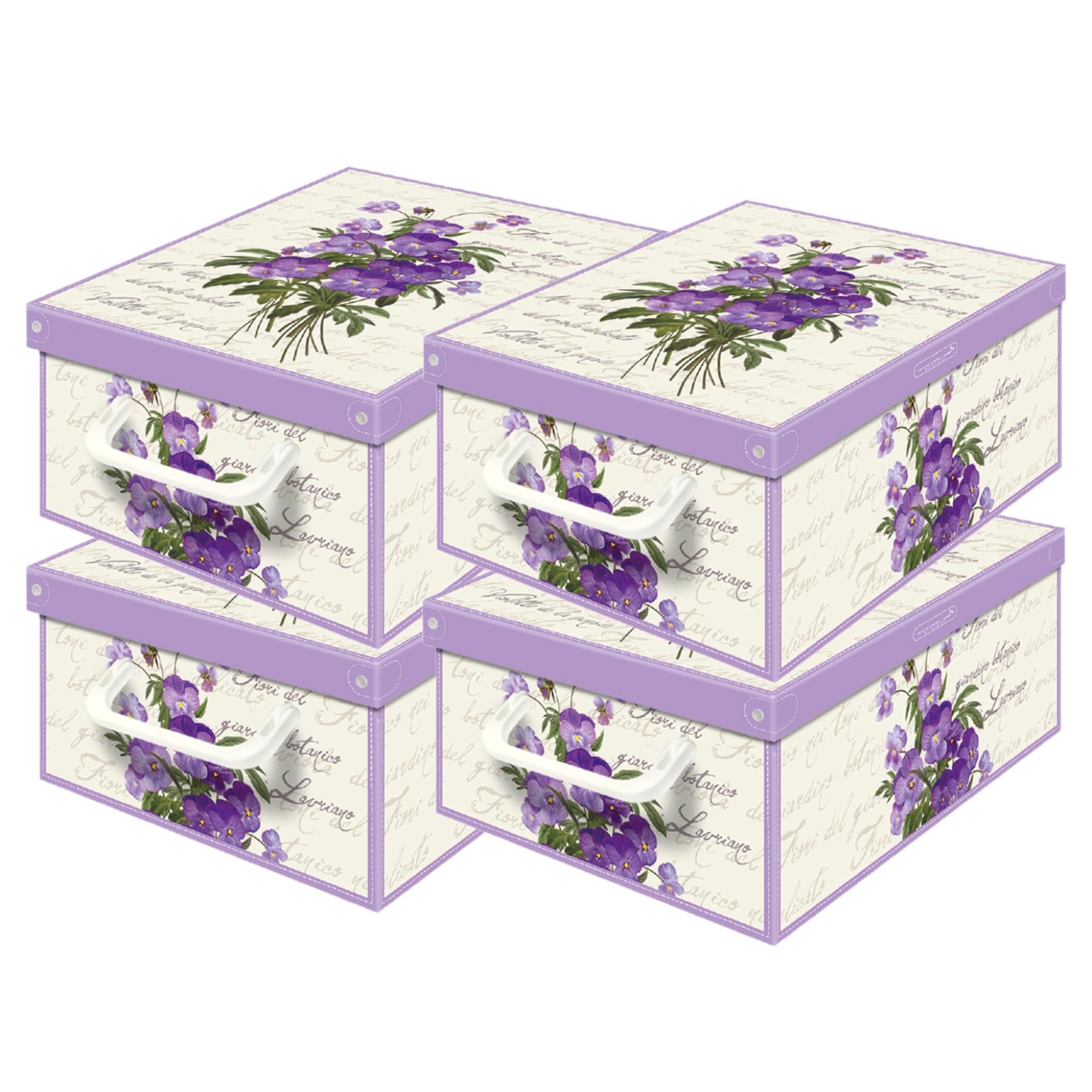Scatole Portaoggetti Set 6 Scatole Armadio In Cartone - Design Floreale, Coperchio, 39x50x24 Cm Per Organizzazione Scatola Per Armadio - 7