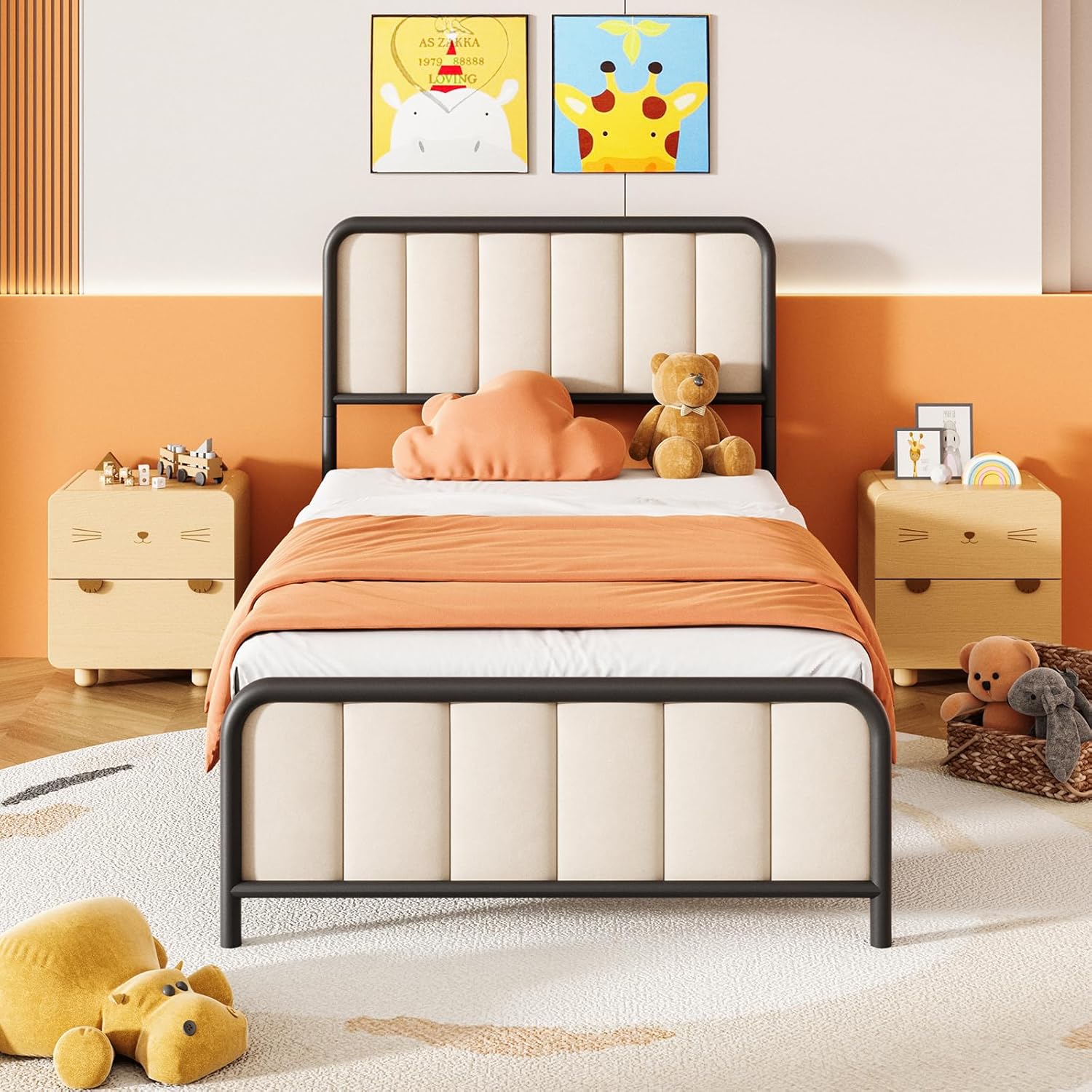 Twin Bed Frame, BedStory Metal Bed Frame Twin 12 inch with Headboard & Footboard, Heavy Duty Steel Slat Support Platform Single Bedframe with Underbed Storage Space,No Box Spring Needed,Easy Assembly