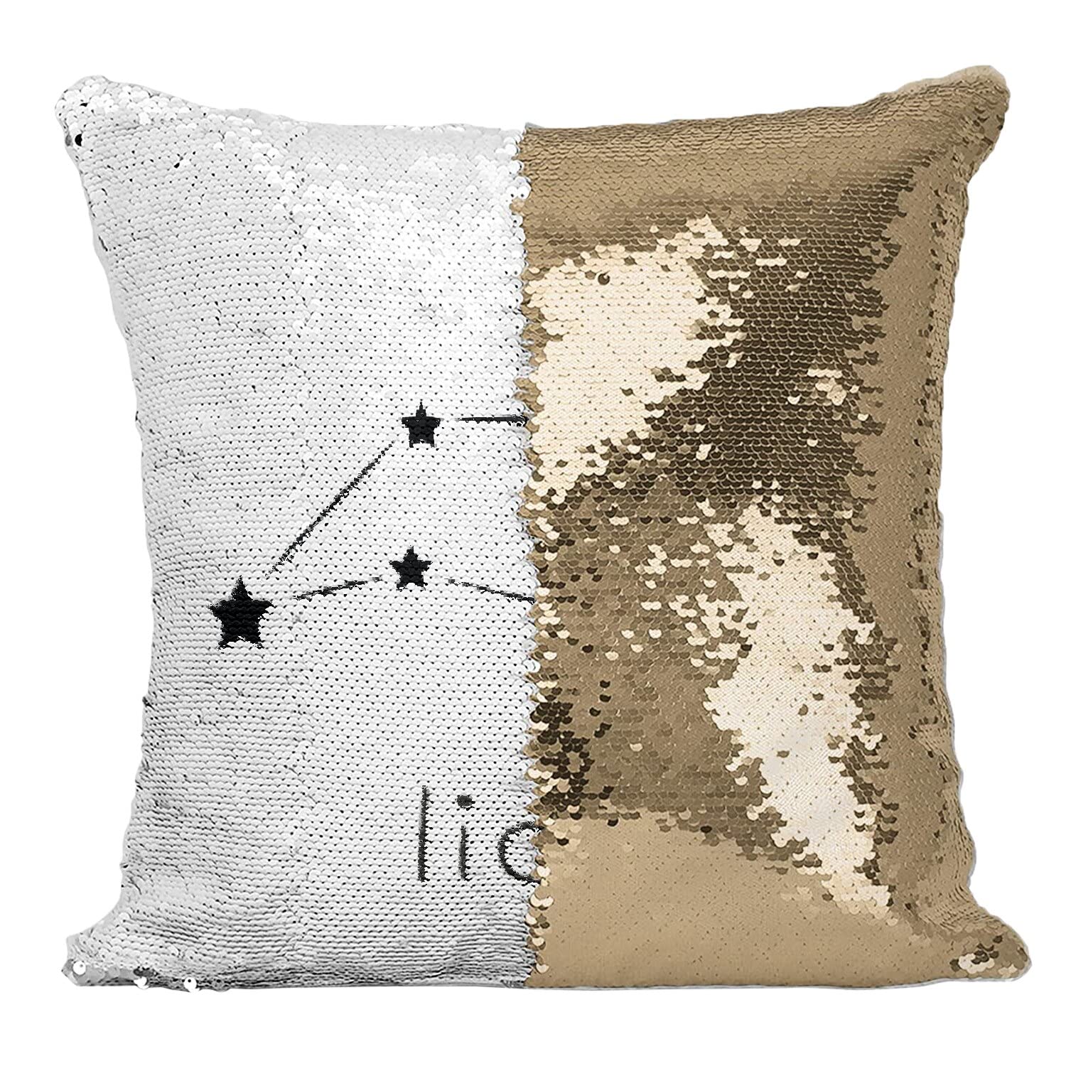 Coussin paillettes doré lion cadeau idéal anniversaire astrologie