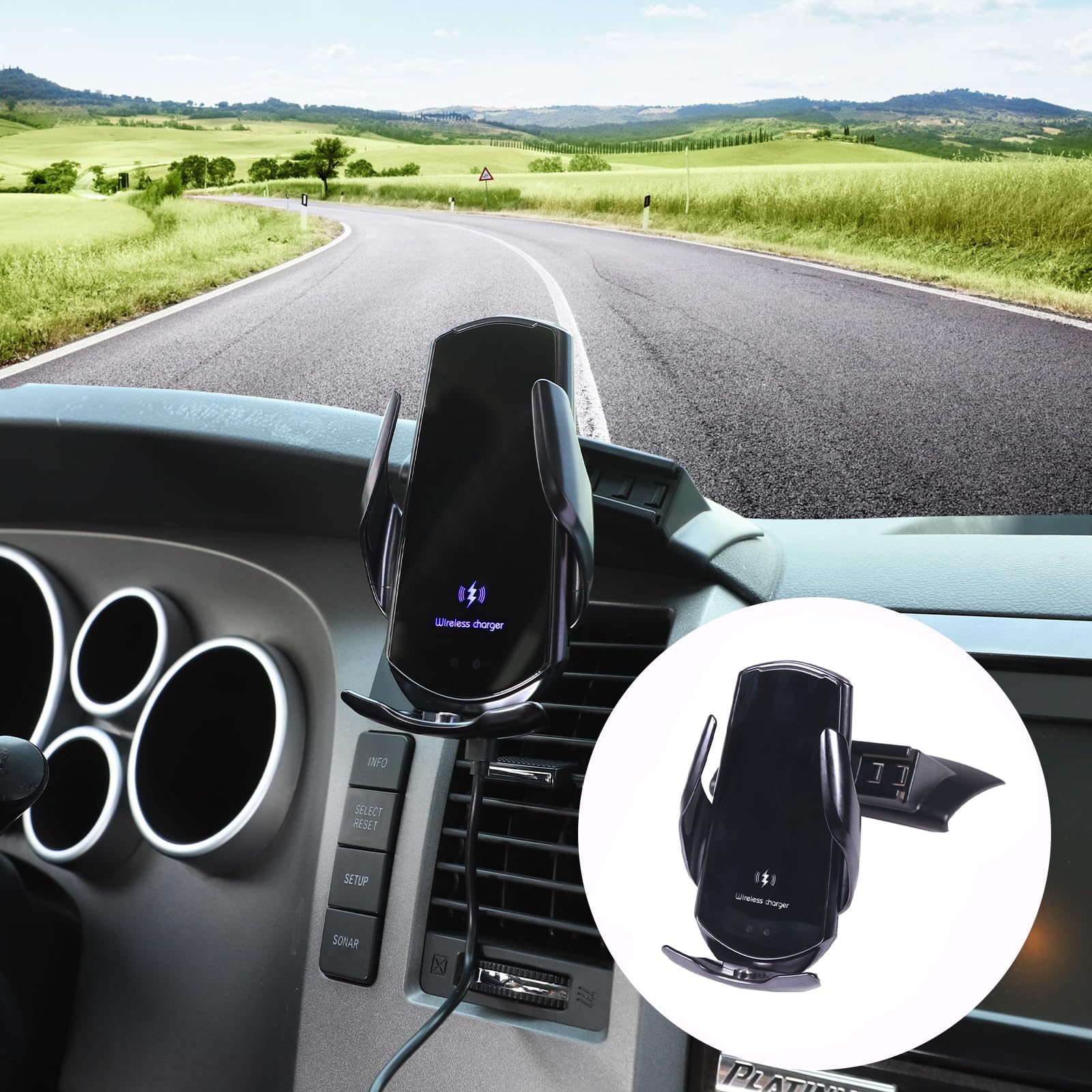 HAPPYHORSE Car Phone Mount Compatible with Toyot@ Tundra/Sequoia 2007-2013 Central Control Navigation Cell Phone Holder Dash Clip Dash Panel Mobile Phone Bracket Stand Accessories (Style C)
