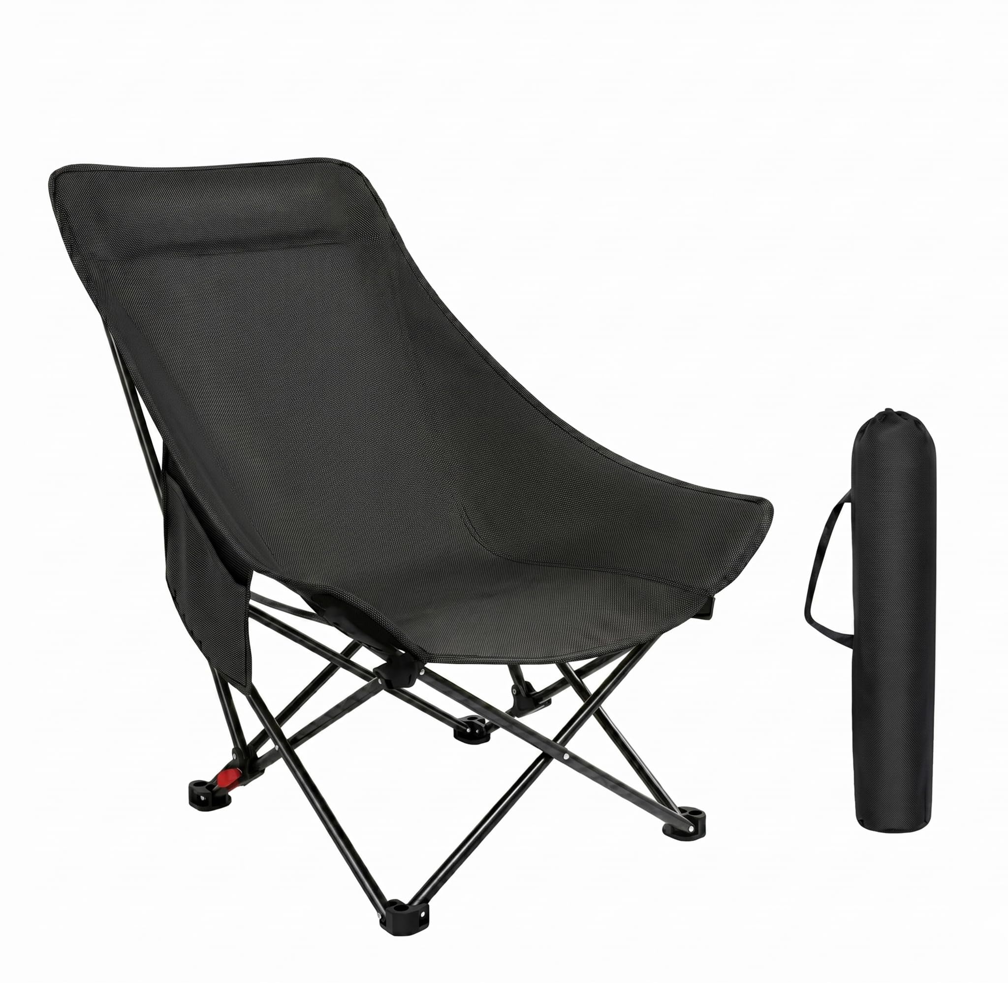 Chaise de camping à dossier haut, pliable, 150 kg, ultra légère, portable, avec 2 poches latérales, chaise pliante de camping, de pêche, avec sac de transport, chaise pliante pour camping, plage