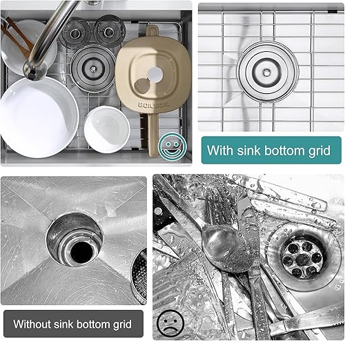 Miniatura 3 de Fregadero de cocina negro de 22 pulgadas, fregadero de cocina de montaje superior con rejilla inferior protectora, fregadero de cocina de acero
