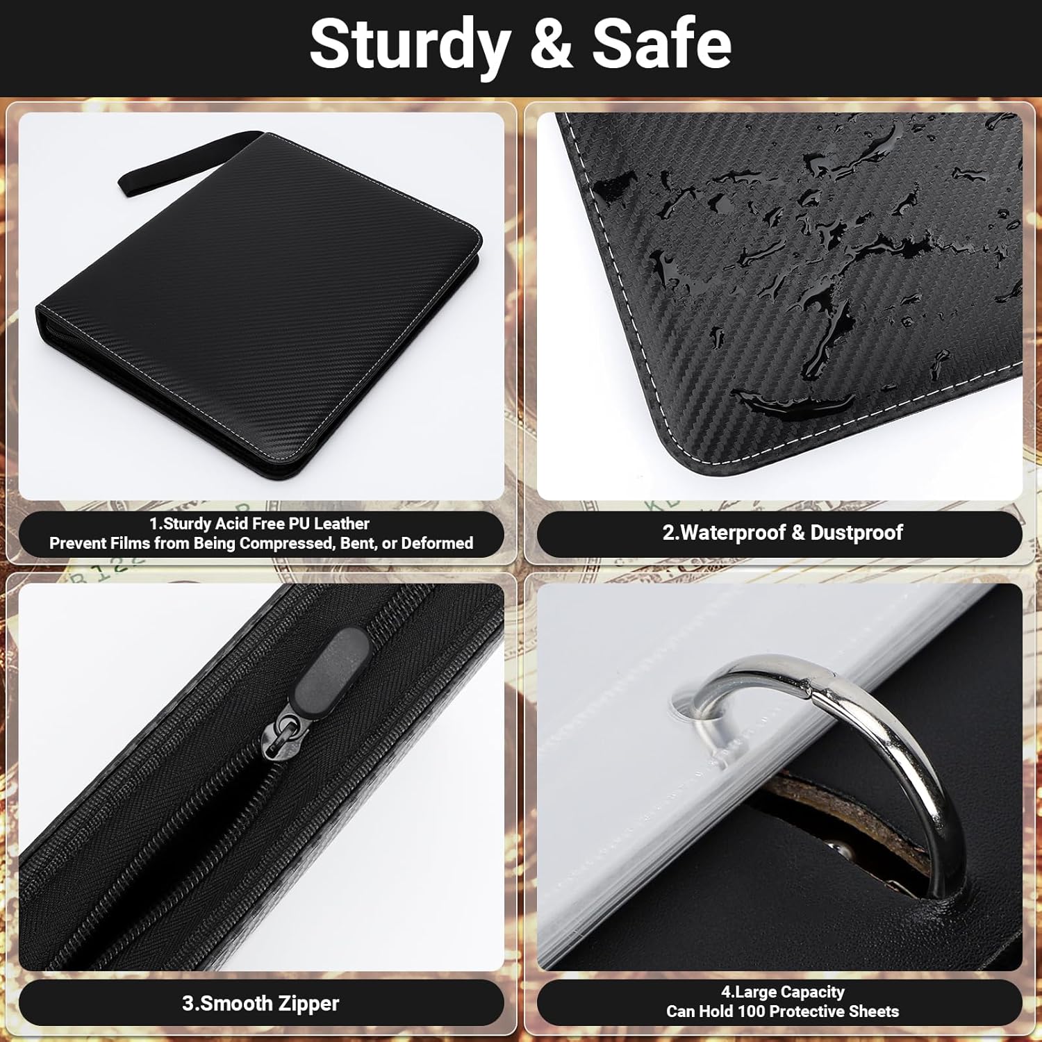 Portable Coin Collection Book - 600 Pockets Coin Holders for Collectors, Stamp Collecting Supplies Money Organizer for Cash Bill Penny Quarter Stamp, Black