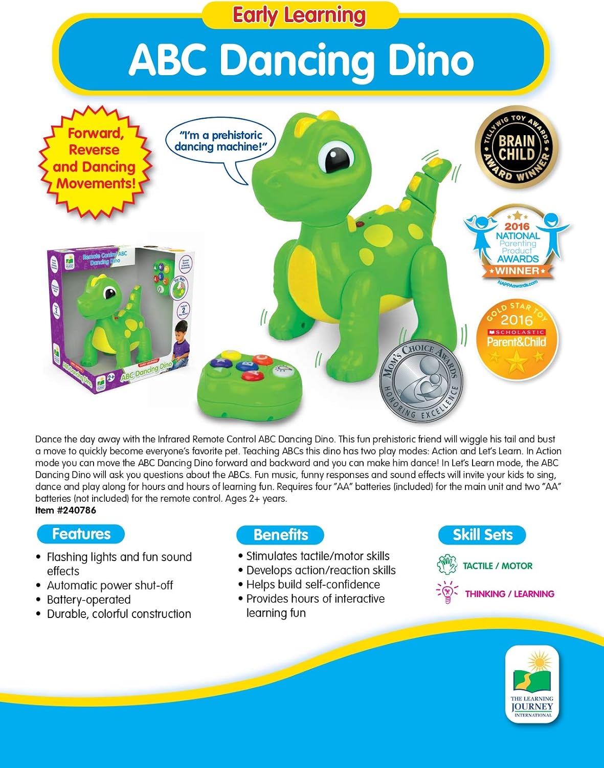 The Learning Journey Early Learning - Remote Control ABC Dancing Dino - Toddler Toys & Gifts for Boys & Girls Ages 2+ years and Up - Award Winning Toys