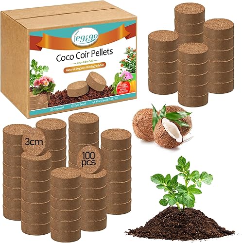 Miniatura 15 de Legigo 100 pellets de fibra de coco orgánico de 1.575 in para plantas, tierra comprimida de fibra de coco, pellets de fibra de coco para plantar