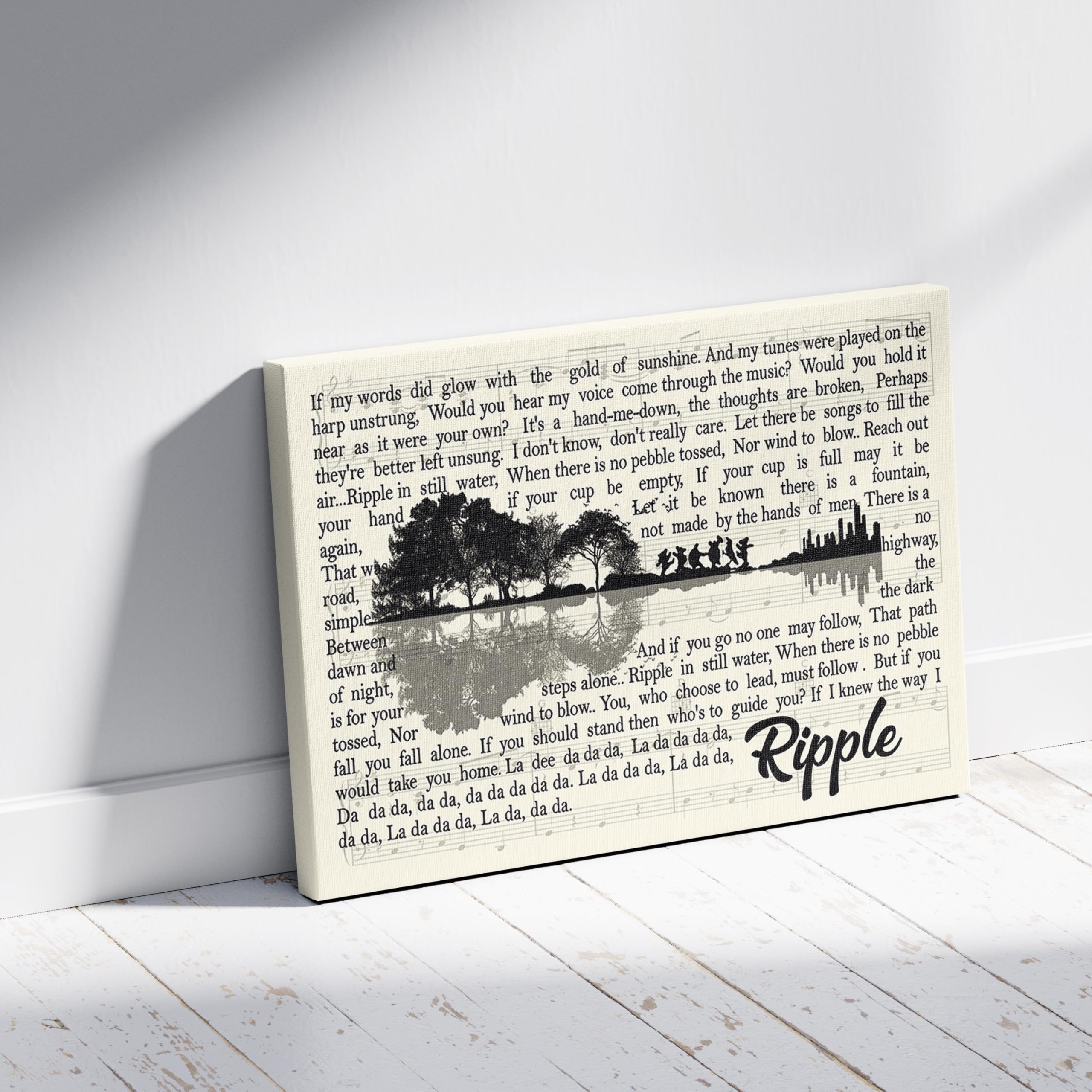 Amazon.com: The Grateful Dead Ripple 歌詞吉他粉絲海報印刷帆布牆藝術,裱框帆布畫廊包裝深度3.2 公分-  美國印製: The Grateful Dead: 居家與廚房