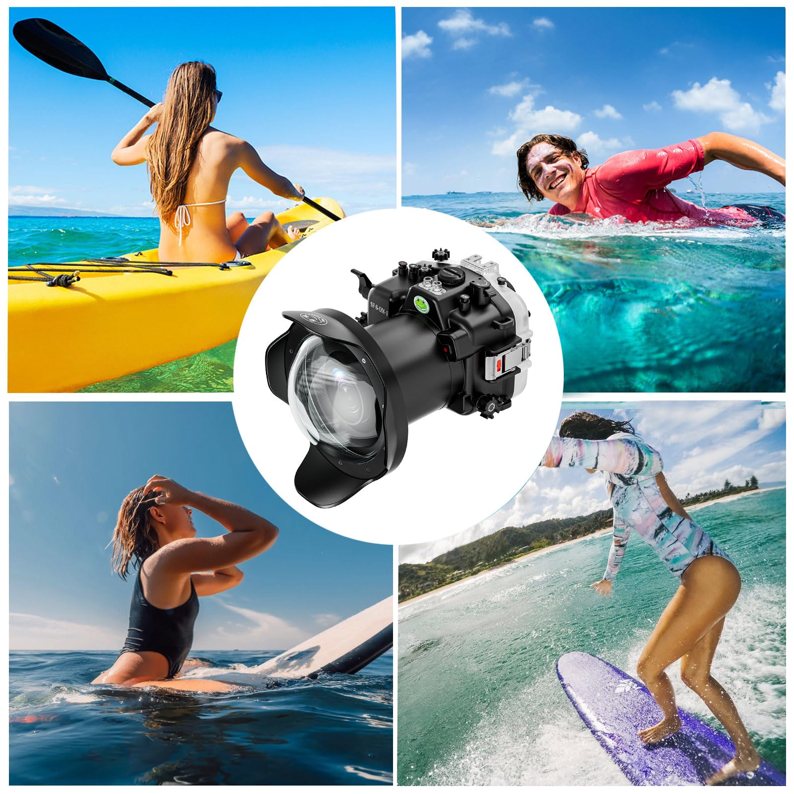 Sea frogs Carcasa de cámara subacuática compatible con Olympus OM-1 para 12-100 1:4 is PRO con lente ojo de pez gran angular IPX8 40 m/132 pies de profundidad máxima de buceo impermeable para buceo,