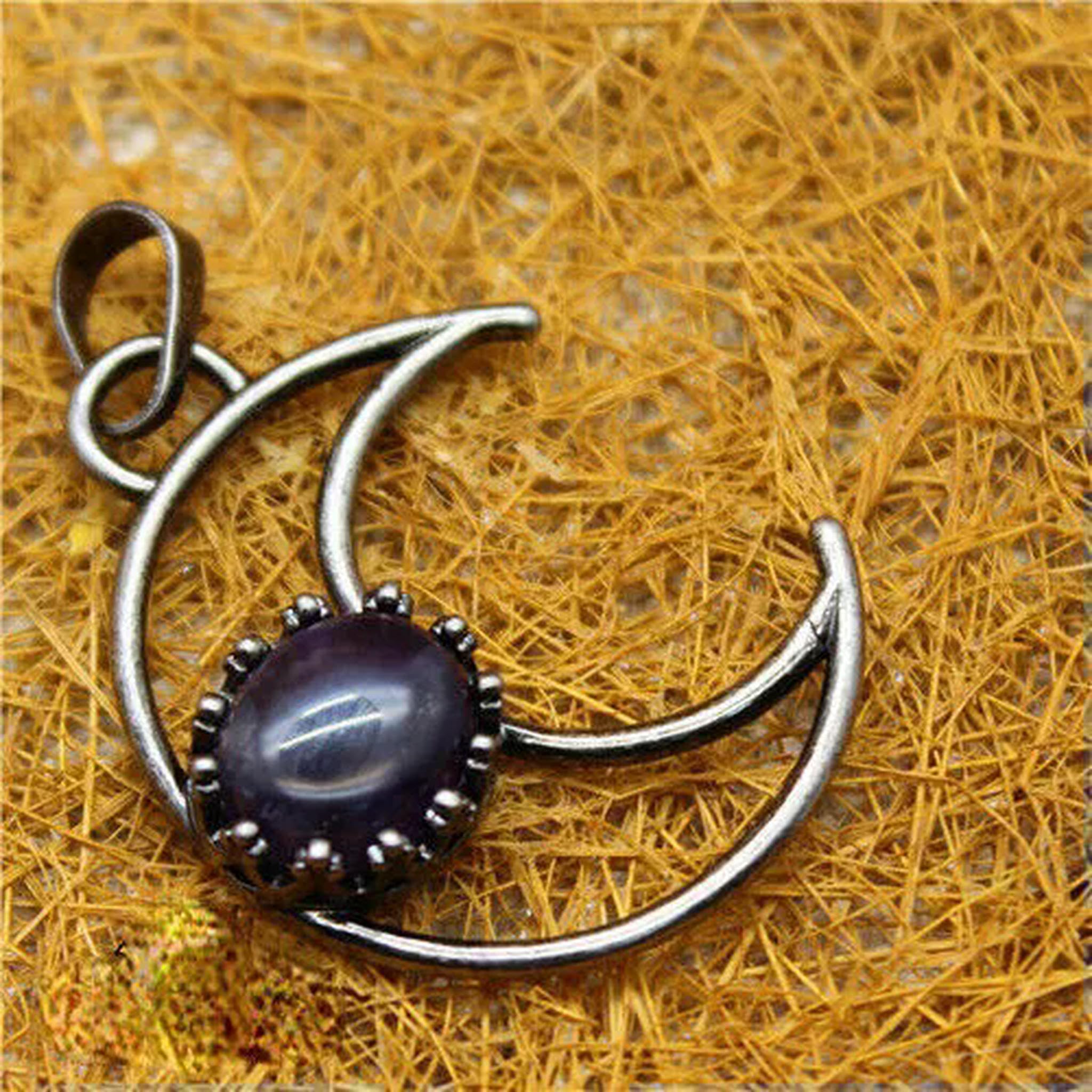 Lot de 20 pendentifs en Pierre Naturelle et Cristal de Quartz en Forme de Lune