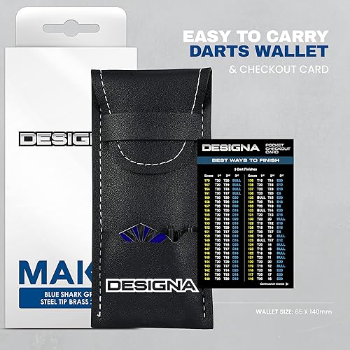 Miniatura 6 de Mako  Juego de dardos de latón electro con punta de acero con barril recto que incluye 6 vuelos estándar, 6 tallos, tarjeta de pago y estuche de