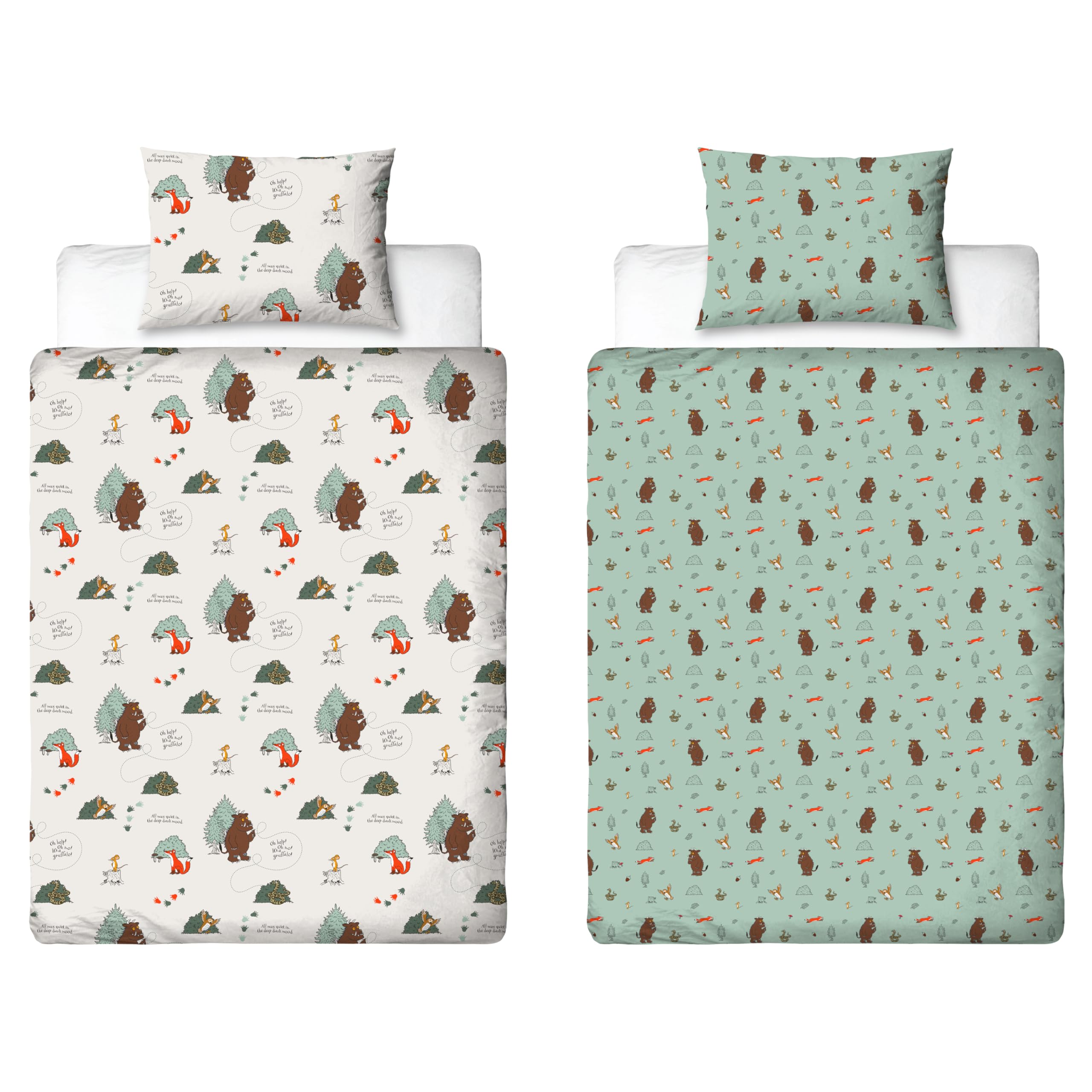 The Gruffalo Officially Licenced Junior Duvet Cover Set | Woodland Design | Reversible 2 Sided Bedding Including Matching Pillow Case | Perfect For Toddlers Bedroom or Nursery | Polycotton