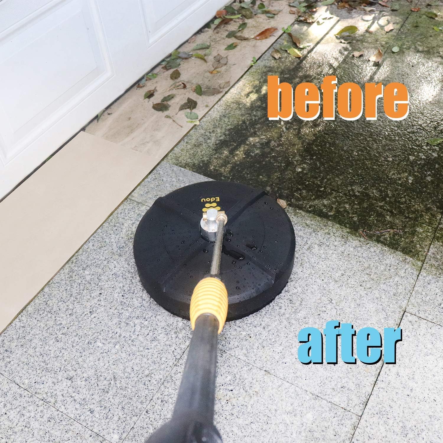 EDOU 15-Inch Pressure Washer Surface Cleaner - Power Washer Accessory, 2 Pressure Washer Extension Wand Attachment - Ideal for Cleaning driveways, Sidewalks and patios - 4000 PSI Max Pressure (Black) : Patio, Lawn & Garden