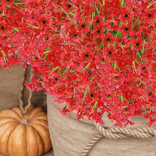 Miniatura 6 de 20 paquetes de flores artificiales para el aire libre, resistentes a los rayos UV, no se descoloran, de plástico sintético, arbustos, jardín,