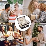 SYCARON Jewelry Organizer Box for Women and Girls, 2 Layer Jewelry Storage Case PU Leather Soft Lining with Lock for Rings Earrings Necklace Bracelets, Gift for Women, Black