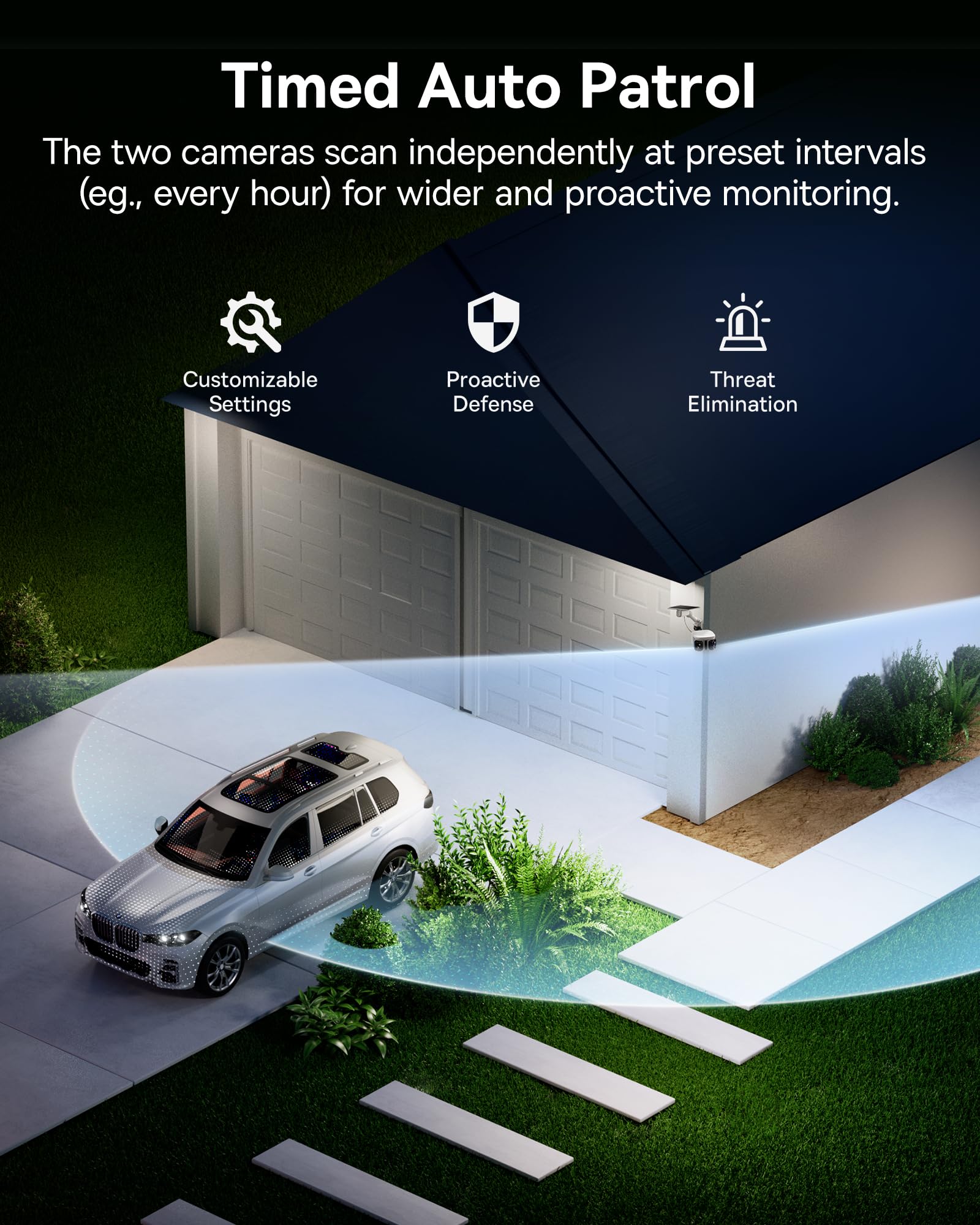 Baseus X1 Pro Dual-Tracking Solar Security Camera Outdoor Wireless, Dual 3K AI Cameras, 300° Pan, Color Night Vision, 8× Zoom, Local Storage up to 512GB, IP65, No Subscription — view 6