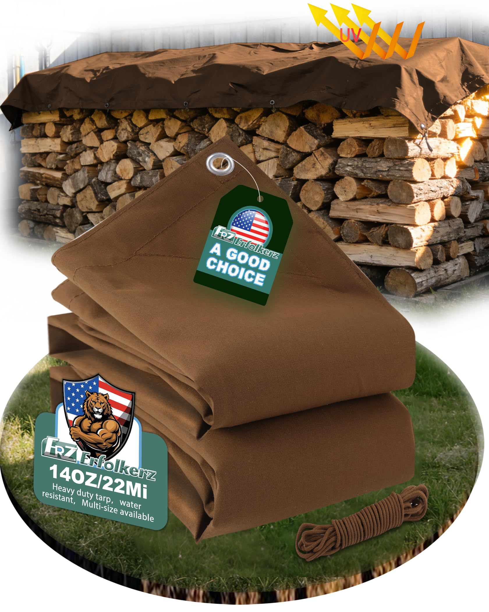 Erfolkerz 10x12ft/3.0x3.7m Canvas Tarpaulin 400g/㎡ Heavy Duty Canvas Tarps — image 1