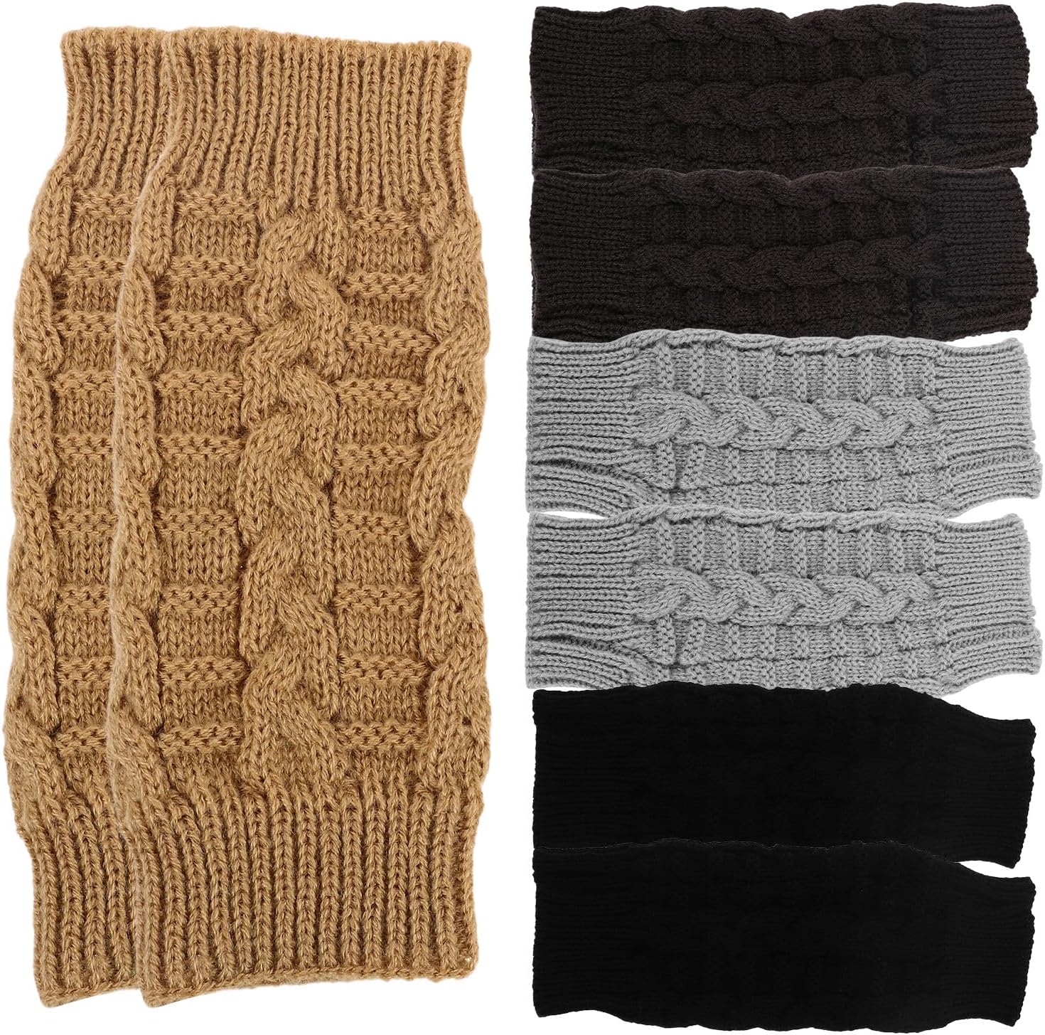 Outanaya 8 Pairs Women’s Half Fingerless Gloves Knitted Wool Mittens Wrist Warmers Soft Cold Weather Hand Warmers for Writing and Outdoor Use