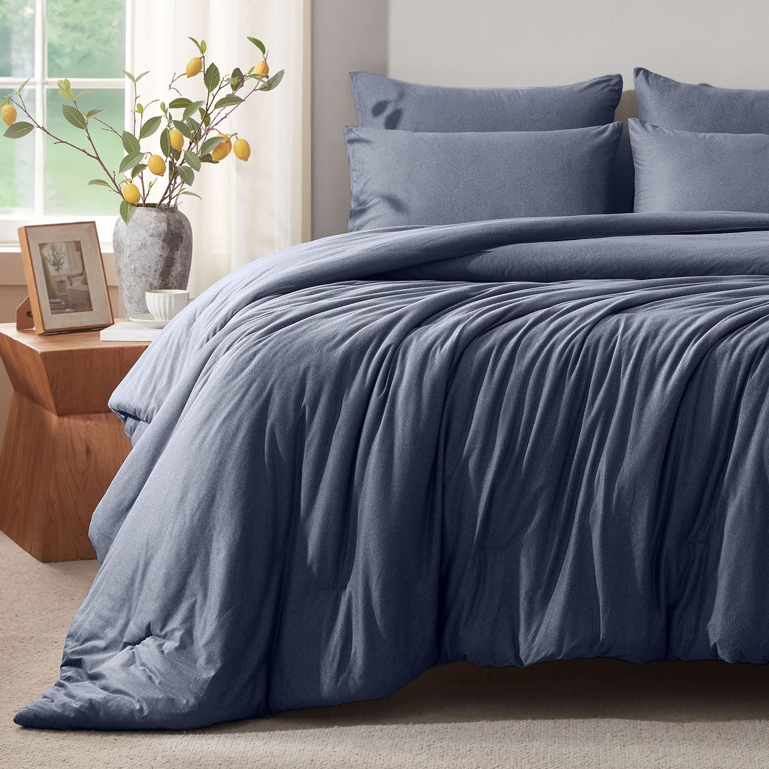 Twin Comforter Set, Ultra-Soft Jersey Knit 2 Piece Bedding Sets