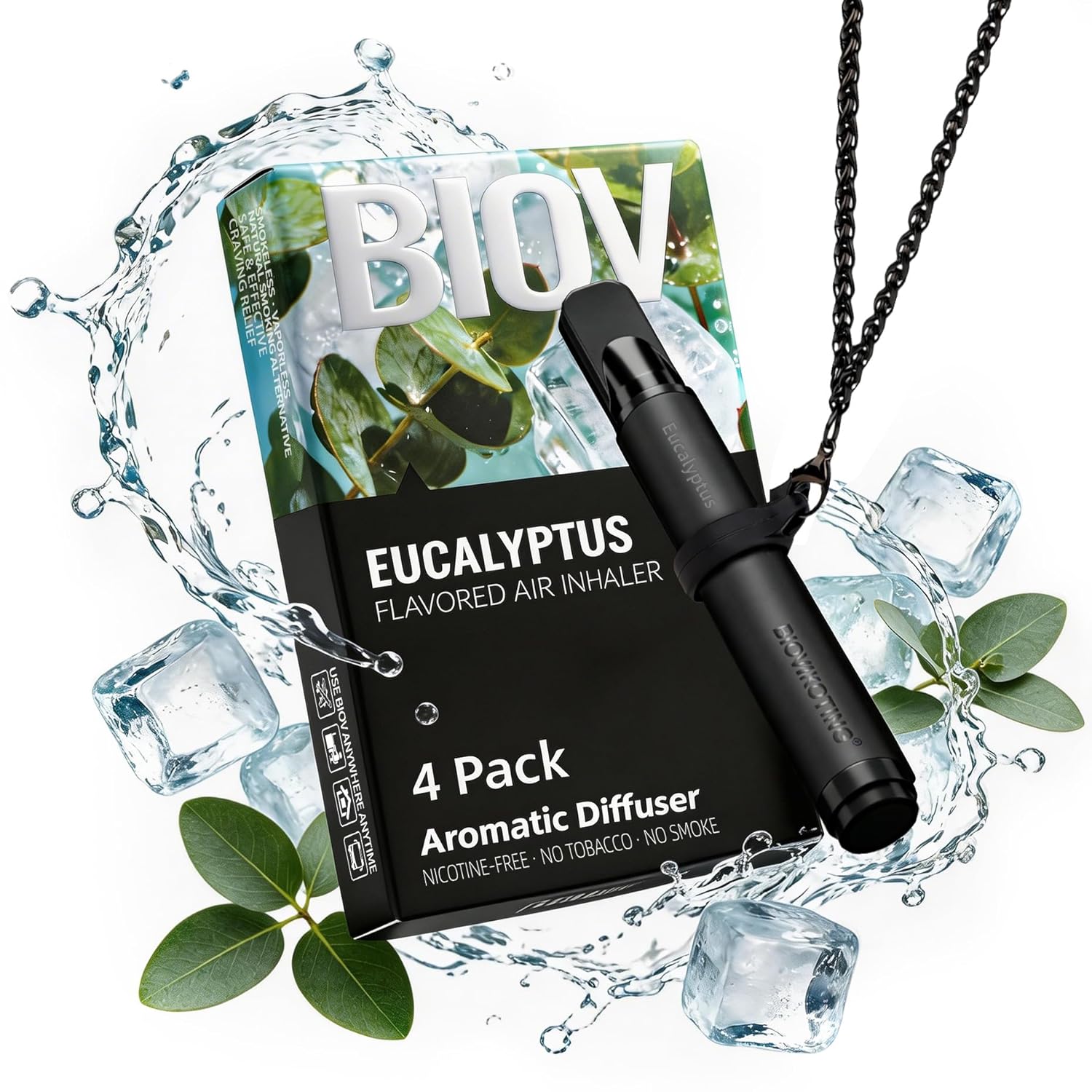 Oral Diffuser Pen for Quit Smoking Support - Tobacco & Nicotine-Free Fake Vape, Non-Electric Flavored Air Device to Replace Bad Habits, Eucalyptus