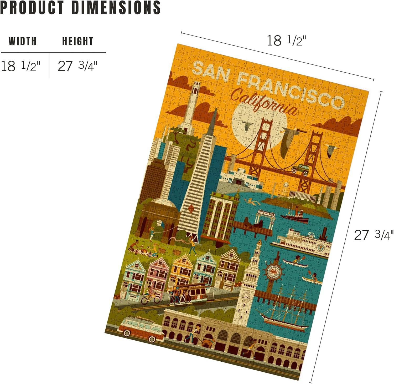 "Lantern Press San Francisco, California, Geometric, 1000 Piece Jigsaw Puzzle for Adults, Made in USA with Reference Poster"