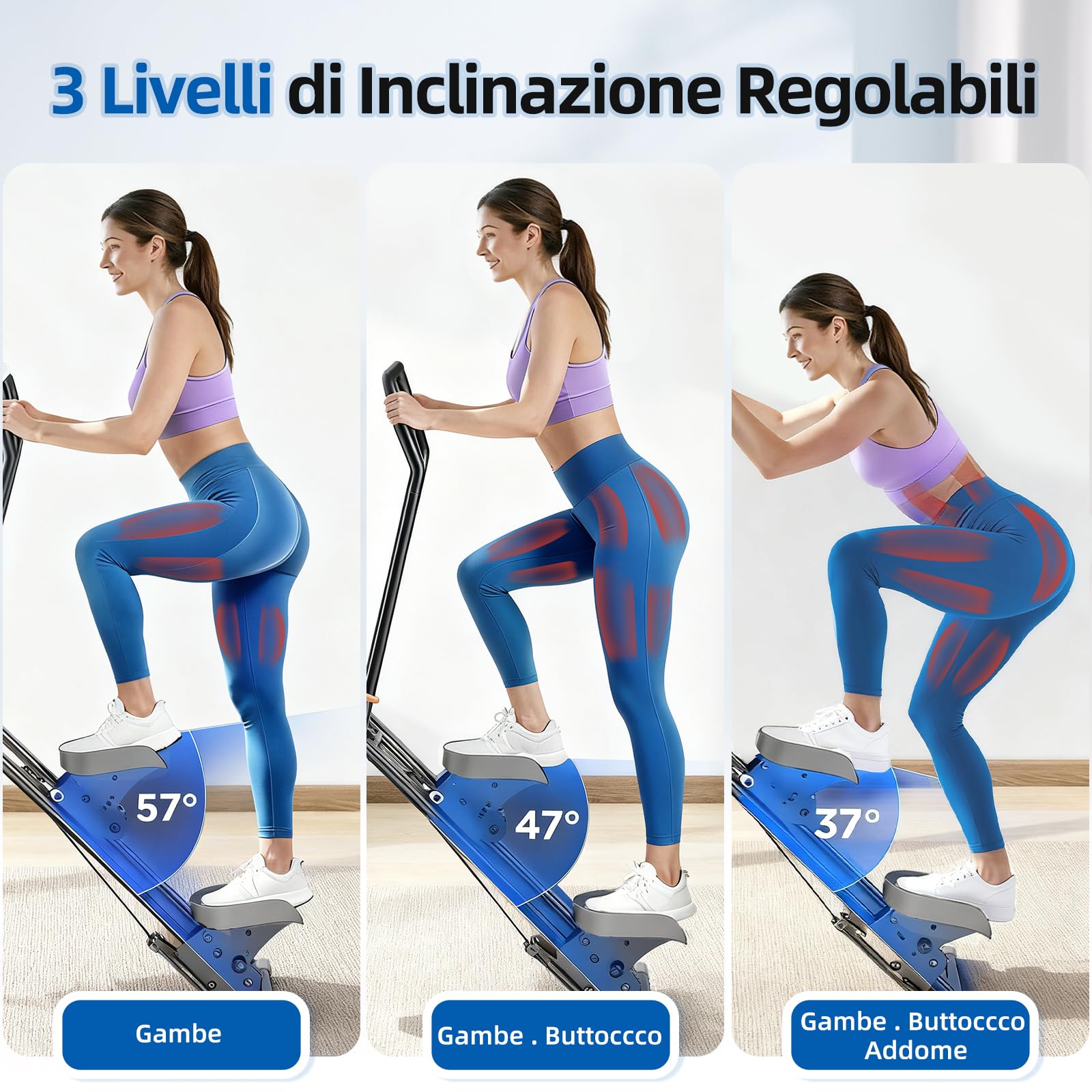 Stepper Fitness con Resistenza Regolabile a 3 livelli, Stair Stepper Vertical Climber, Pedale Portatile Pieghevole con Display LCD per la Palestra di Casa
