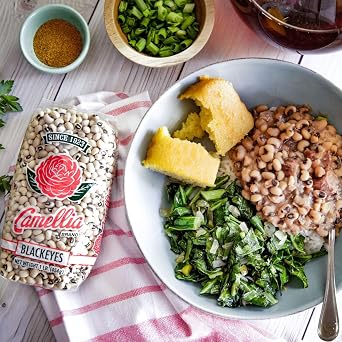 Camellia Brand Dried Blackeye Peas Premium Non-GMO Southern Pea for Hoppin John, Soups, Stews, Salads, New Years Day, and Side Dishes Gluten-Free, High Protein, Vegan & Vegetarian Friendly (1 Pound (Pack of 6), Black Eye Peas)