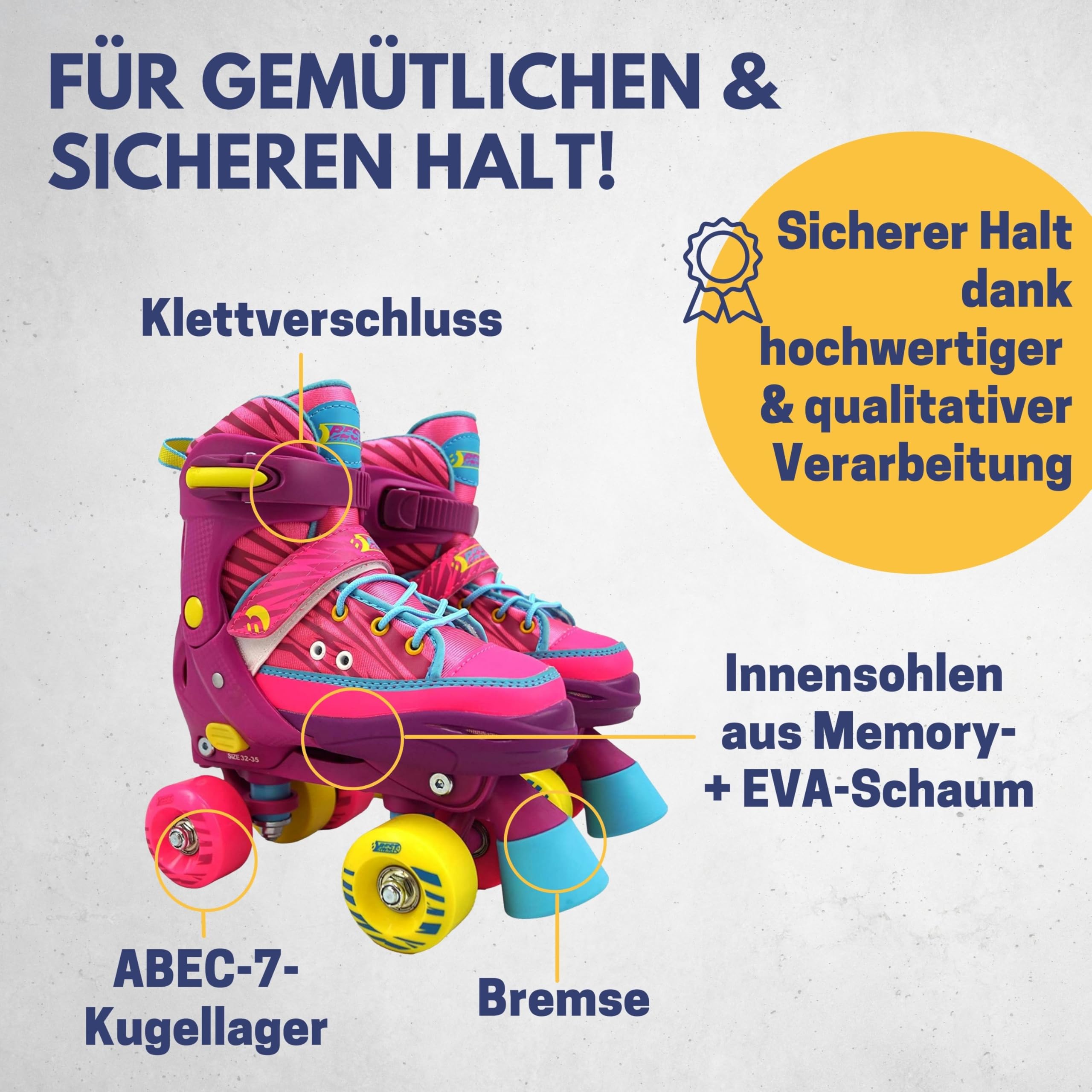 Best Sporting Rollschuhe Kinder I Rollschuhe größenverstellbar I robuste Inliner für Kinder mit Bremse I Jeans - pink I Rollerskates Schuhe Kinder I Inliner mit 4 Rollen