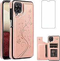 Vista 10 de Asuwish Funda de teléfono para Samsung Galaxy A12 con protector de pantalla de vidrio templado, tarjetero con soporte para tarjetero, soporte