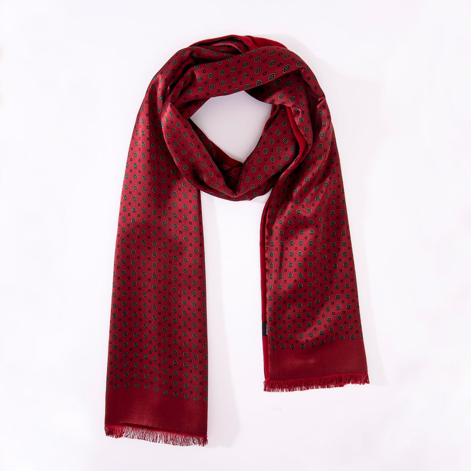Men's Double-Sided Brushed Silk Scarf, Mulberry Silk, 13" x 67" | Double-sided mulberry silk with a brushed finish for lightweight warmth, breathable comfort, and timeless gentleman style.