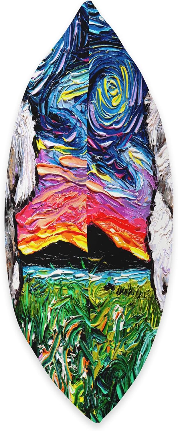 Maltipoo Starry Night White Maltese Poodle Dog Lover Artwork Throw Pillow