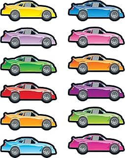 Carson Dellosa 72 Race Car Stickers for Kids, 6 Sheets of Automobiles for Crafts, Scrapbooking, Water Bottle, Lap Top, Teacher Planner, Phone Case, Luggage, Skateboard, Party Favors, School Supplies