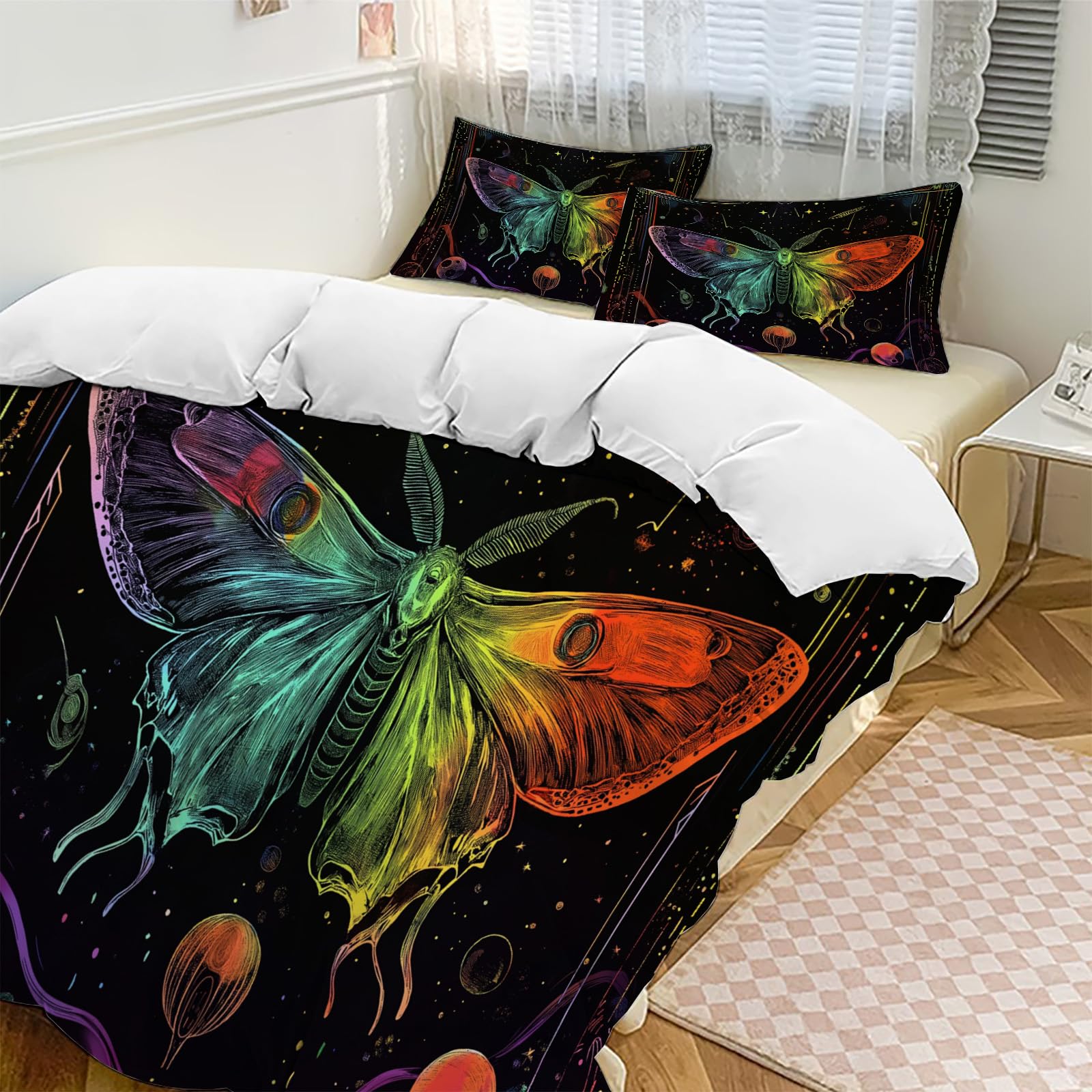 Housse de couette imprimée papillon pour une chambre style hippie indien