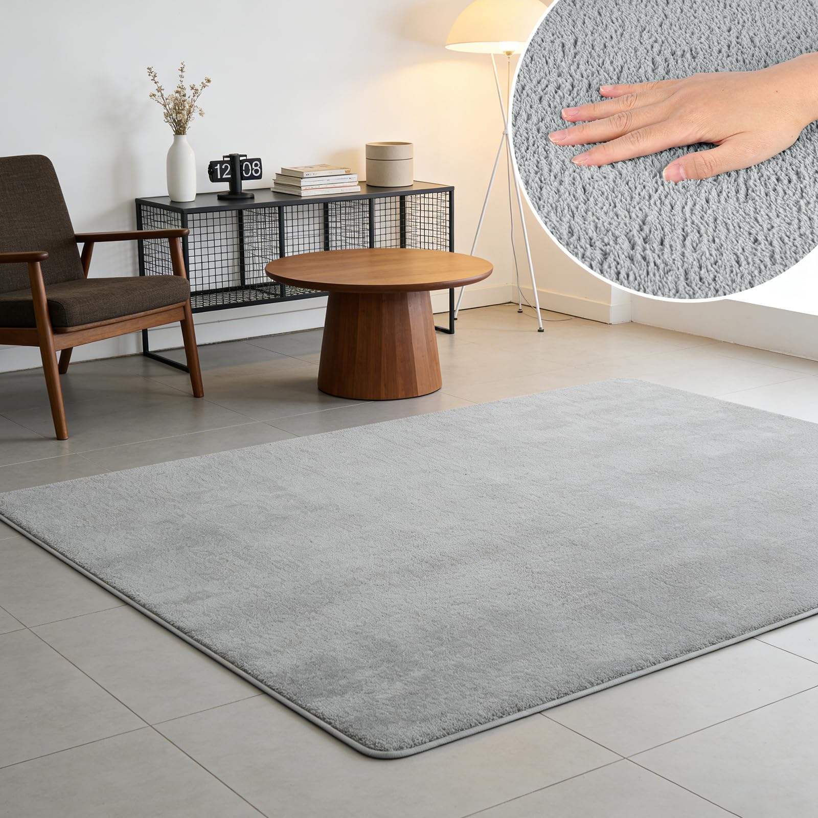 Tapis poil ras lavable 80x150 cm pour sécuriser un sol de salon glissant