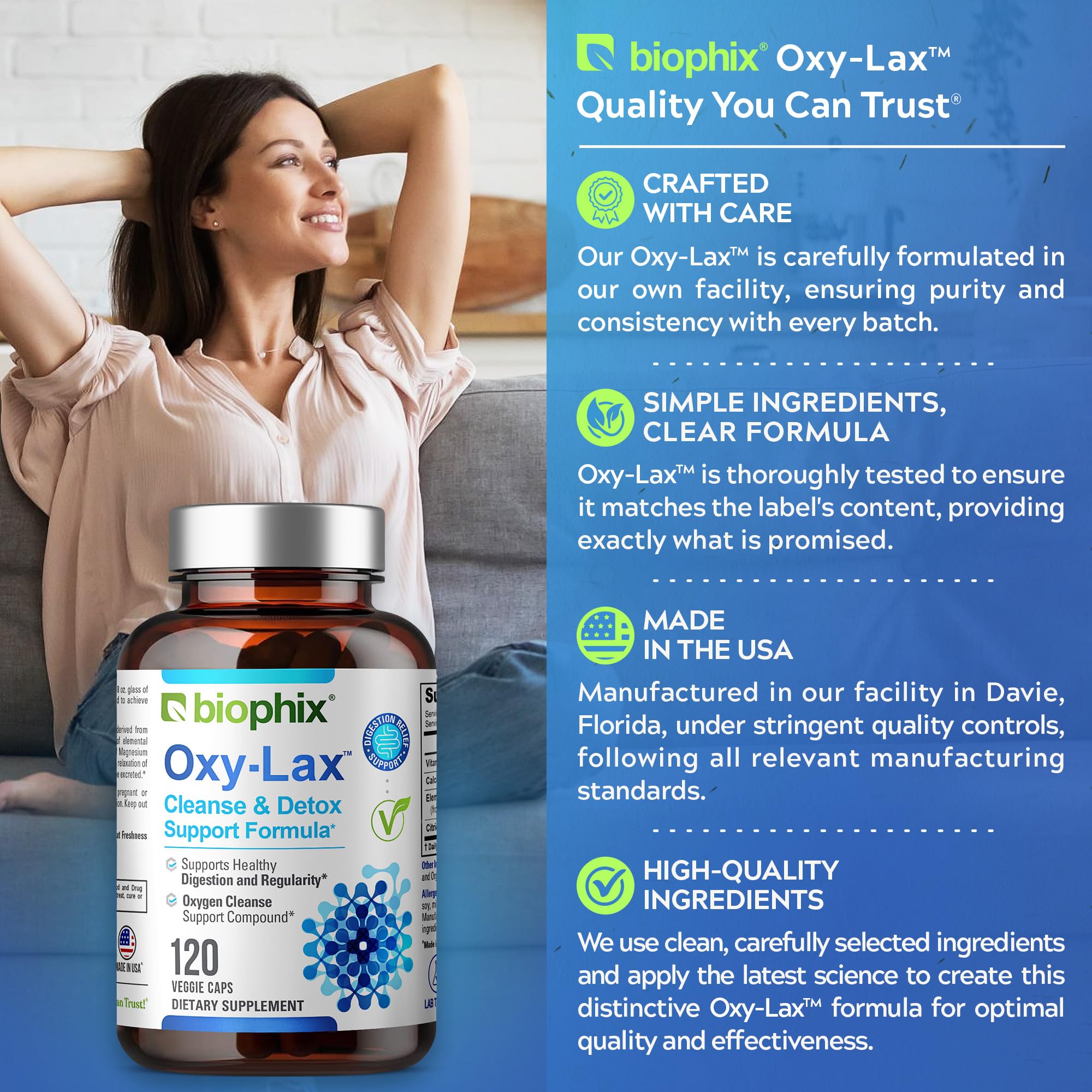 biophix Oxy-Lax 750 mg 120 Vcaps - Natural Laxatives for Occasional Constipation - Magnesium Laxative with Oxygenated Magnesium - Oxygen-Based Colon Cleanse - Supports Digestive Tract Regularity — Amazon image 2