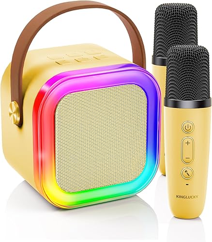Miniatura 9 de Kinglucky Mini máquina de karaoke genuina para regalos de niños (lindo pequeño y portátil) altavoz Bluetooth con micrófono inalámbrico (sonido