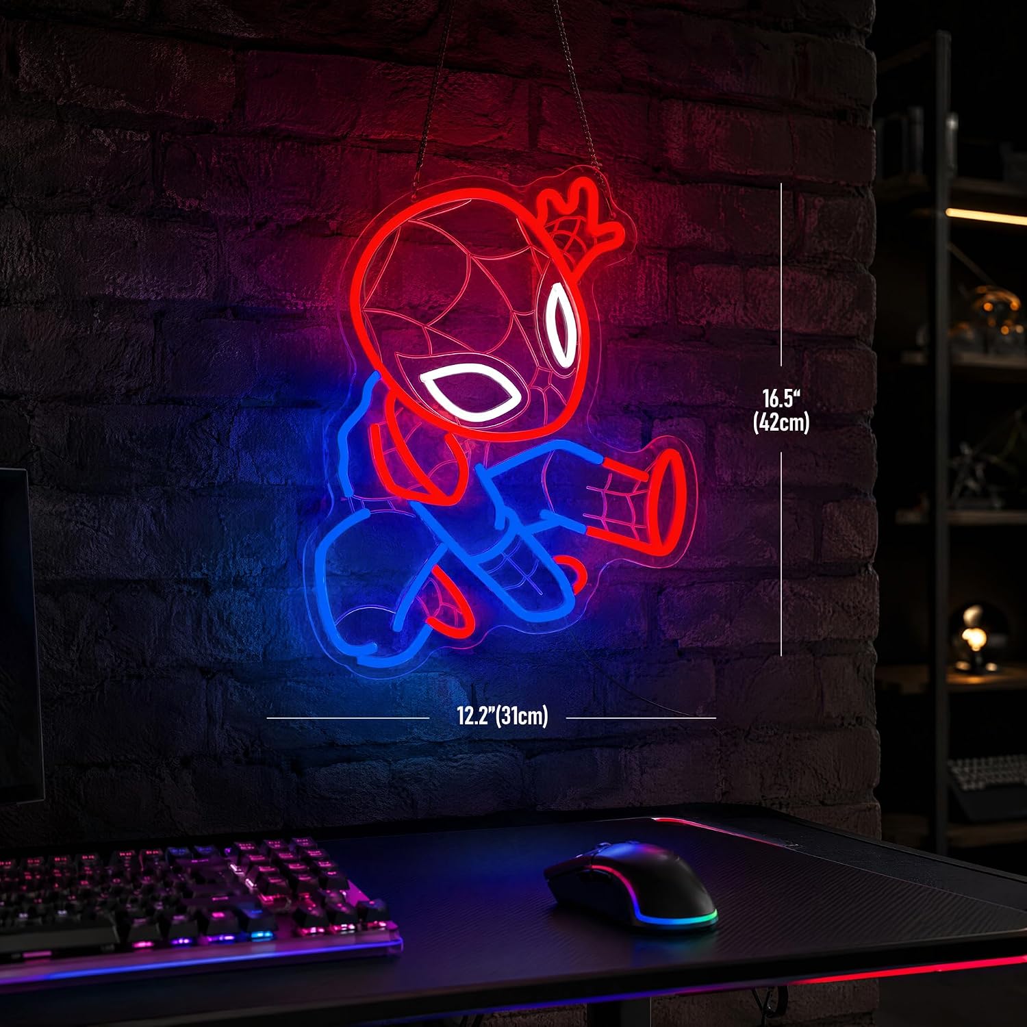 Dimmable Spider Neon Sign, Red Blue USB LED Light for Wall Decor image 2