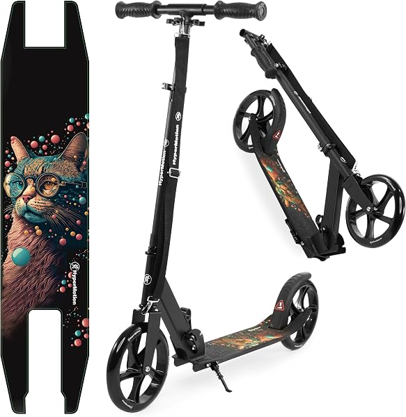 Hypermotion Trottinette Enfant 7 Ans et Adulte Pliable jusqu'à 100 kg - Trotinette pour Les Jeunes - Excellente Suspension, Plateforme Antidérapante, Guidon Réglable, Roues de 200 mm - 1