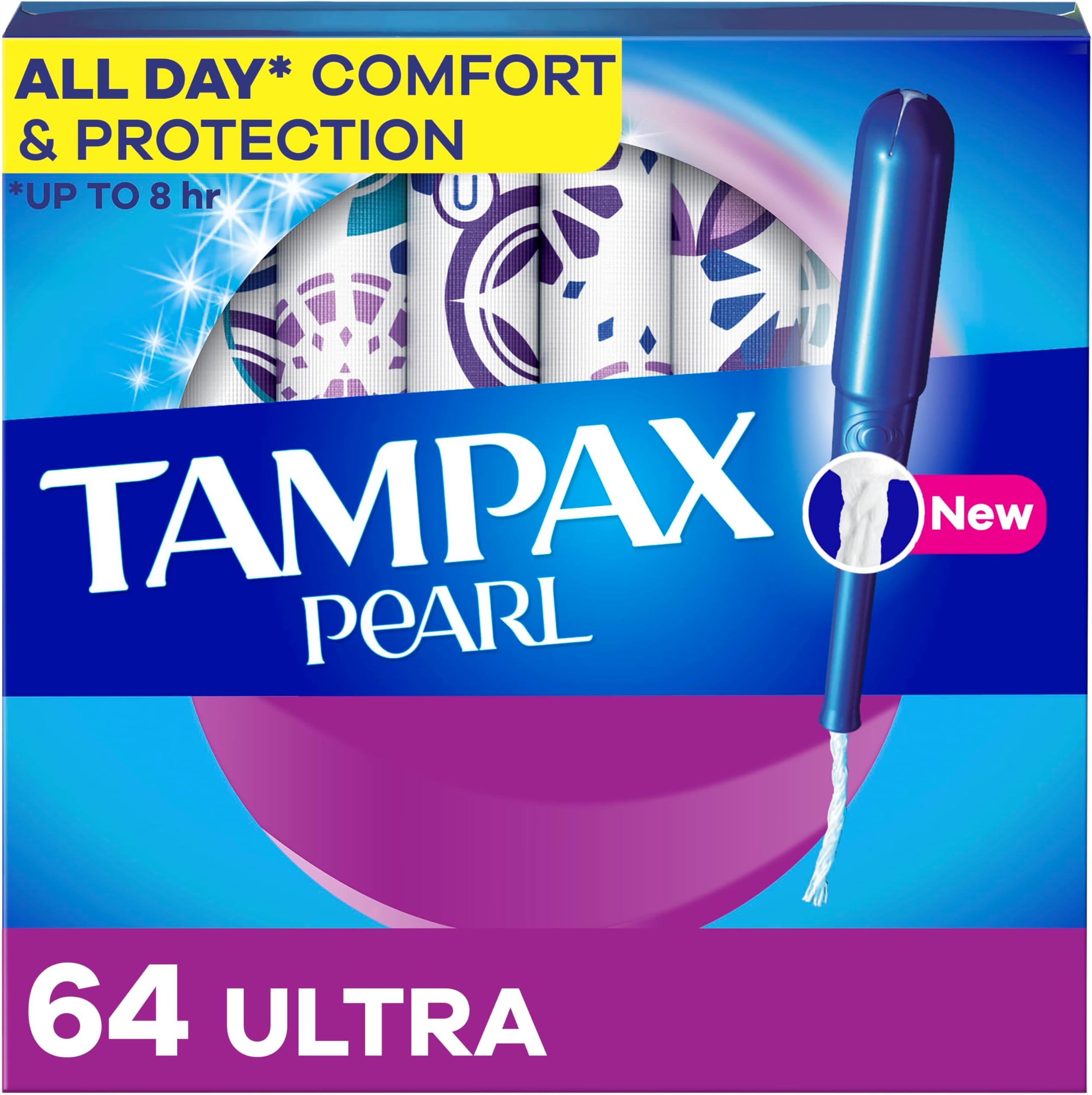 TampaxPearl Tampons Ultra Absorbency with BPA-Free Plastic Applicator and LeakGuard Braid, Unscented, 32 Count
